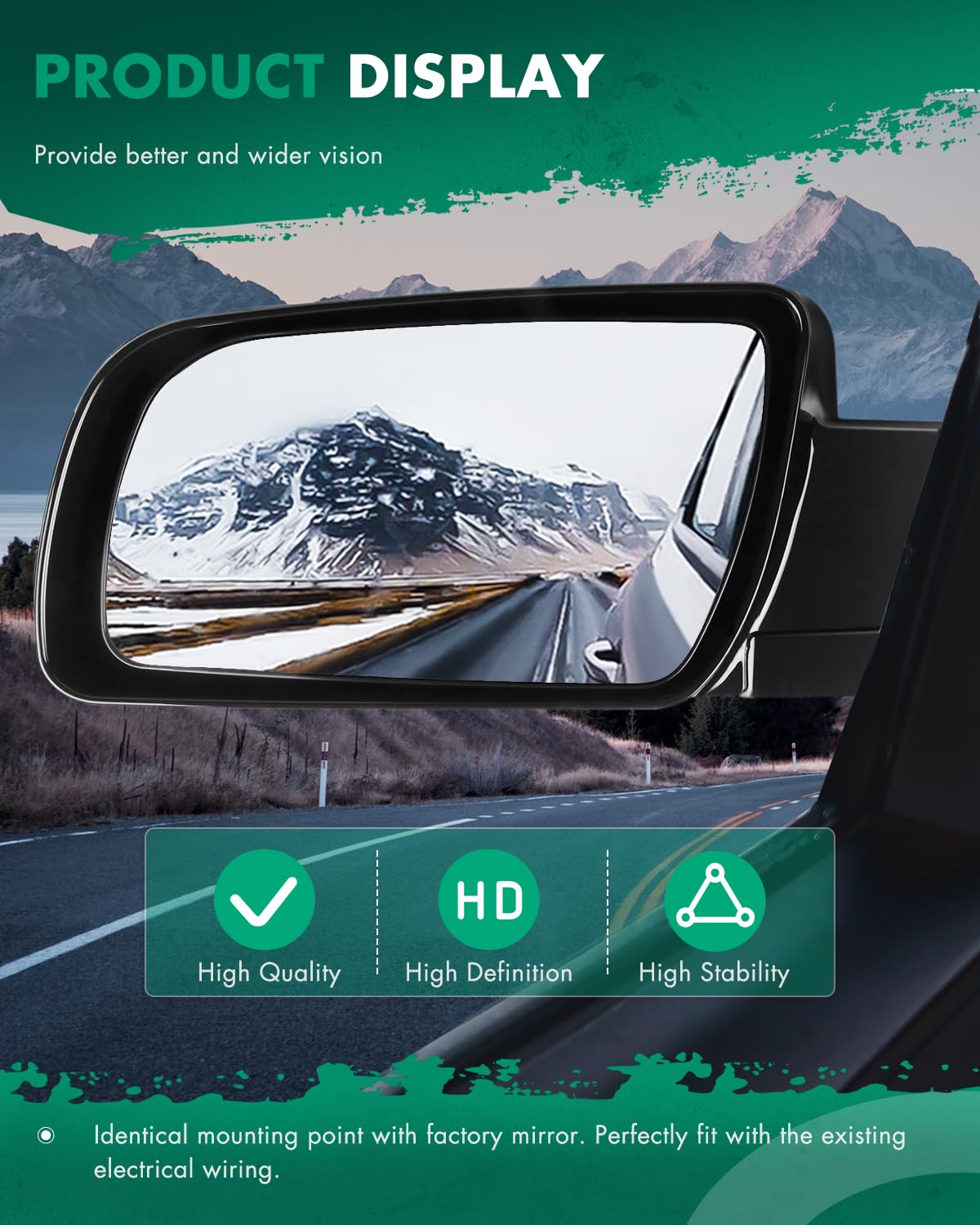 SCITOO Side View Mirrors Fit for 1988-1999 For Chevy C1500 C2500 C3500 For Chevy K1500 K2500 K3500 1995-2000 For Chevy Tahoe Manual Folding adjustment 15036360 GM1321122, GM1320122