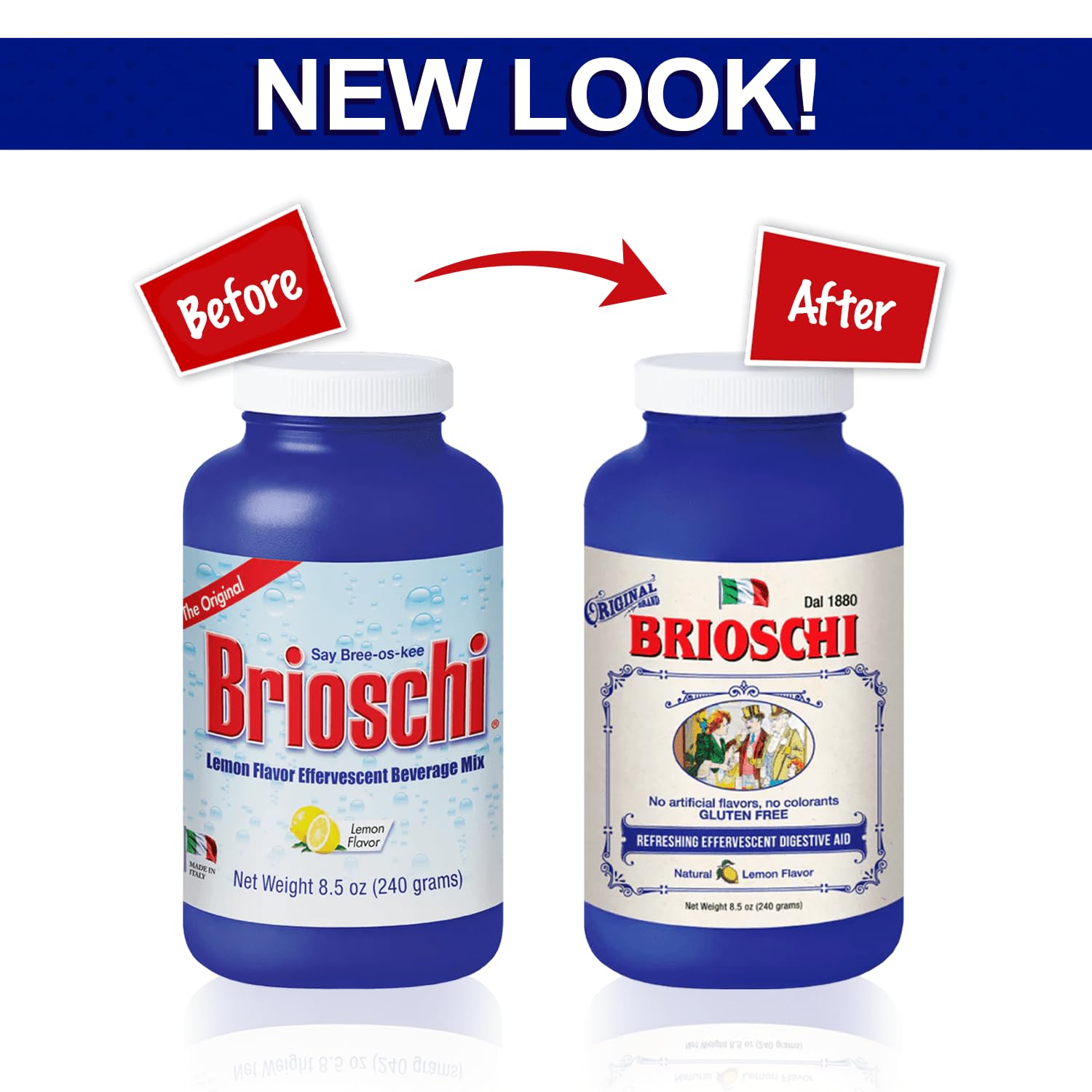 Brioschi Italian Lemon Flavored Effervescent Heartburn, Upset Stomach, Acid Indigestion, 8.5 oz Bottle (Pack of 3)