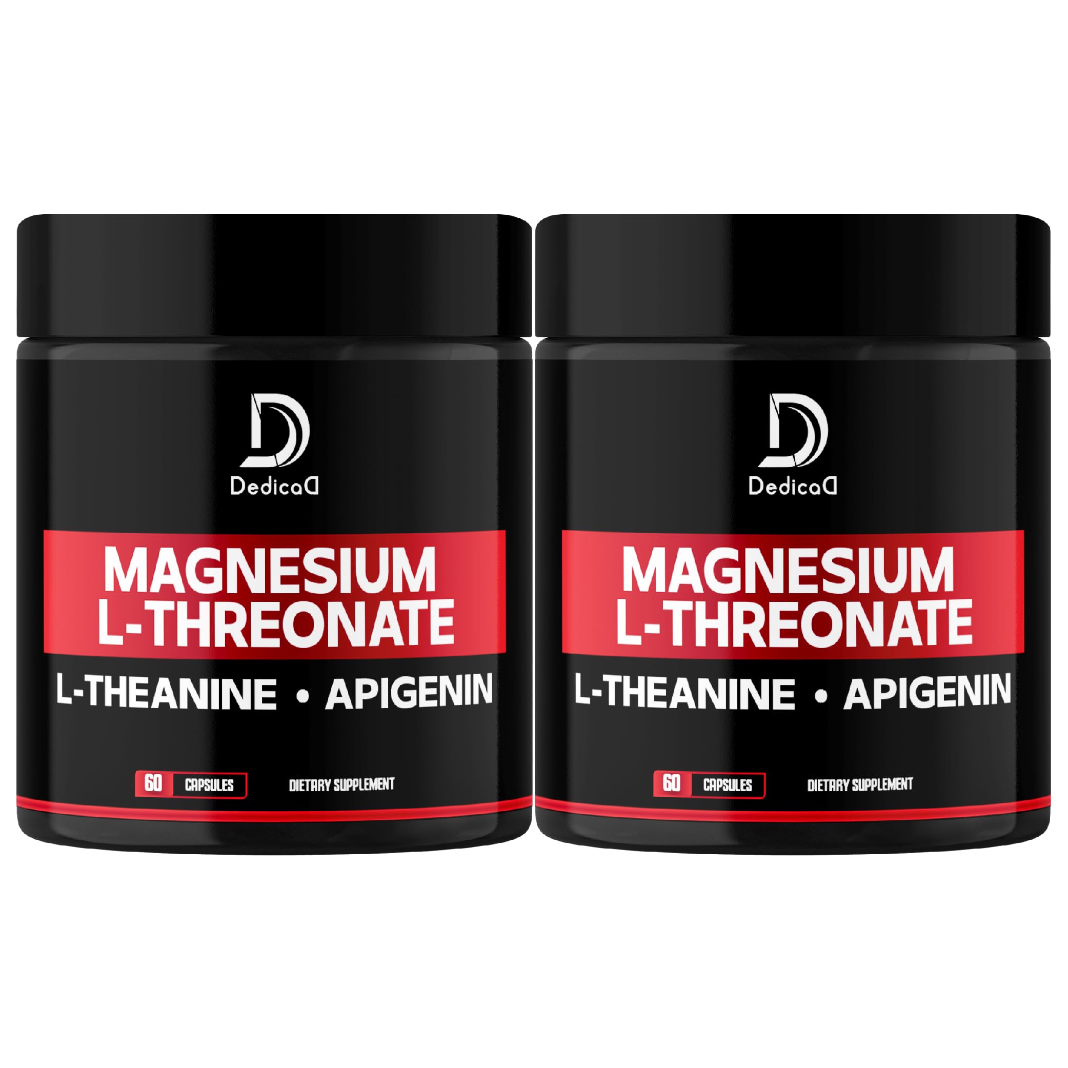 [2 Packs 60 Capsules] - 2250Mg Magnesium L-Threonate with L-Theanine & Apigenin - Triple Magnesium Complex Supplement