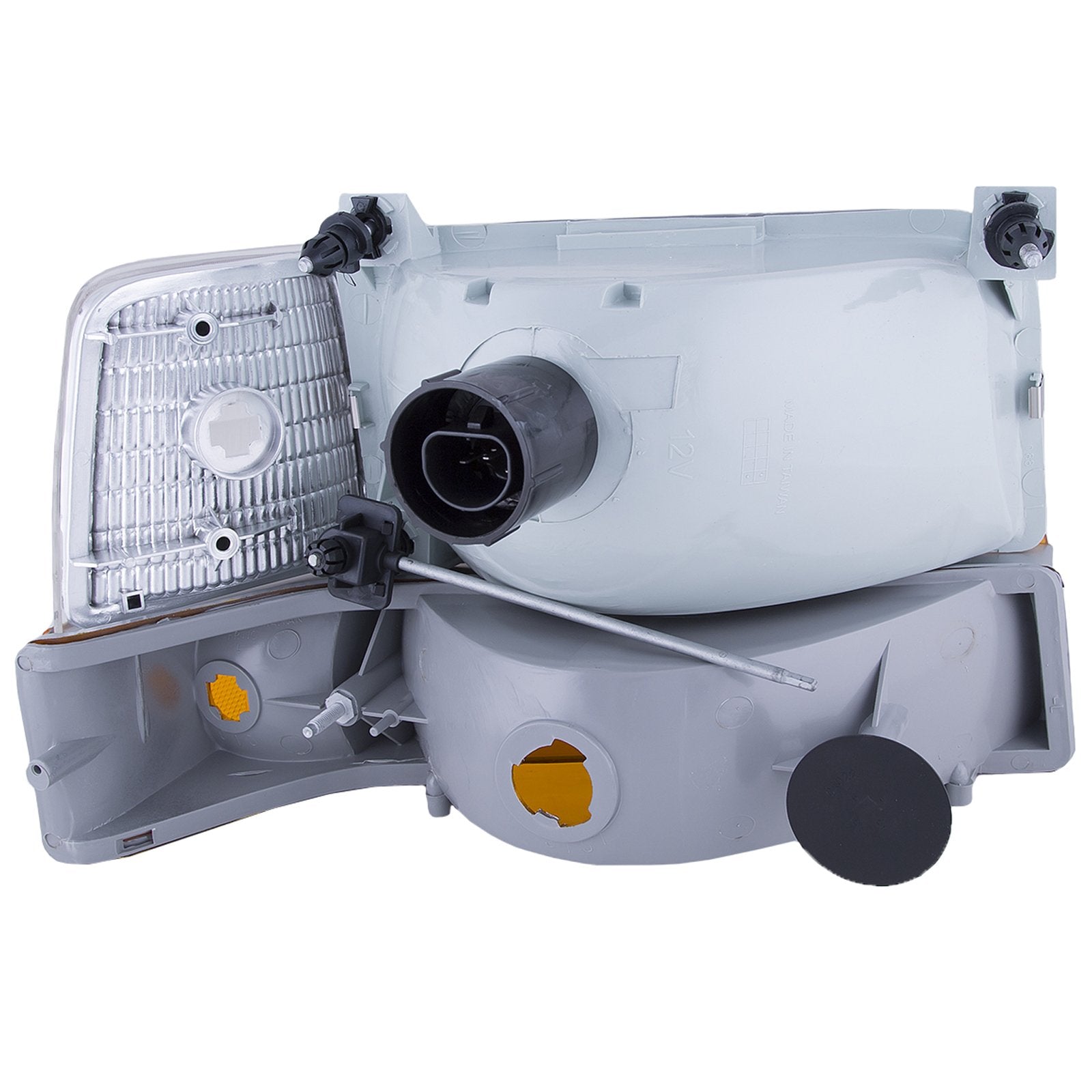 HEADLIGHTSDEPOT Chrome Housing Halogen Headlights Compatible with Ford Bronco F-150 F-250 F-350 Includes Left Driver and Right Passenger Side Headlamps 6-Piece Set With Corners and Signal Lights