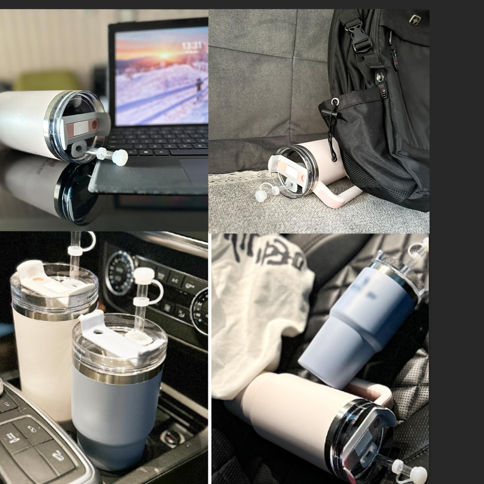 4-Pack Straw Toppers and 6-Pack Leak-Proof Stoppers