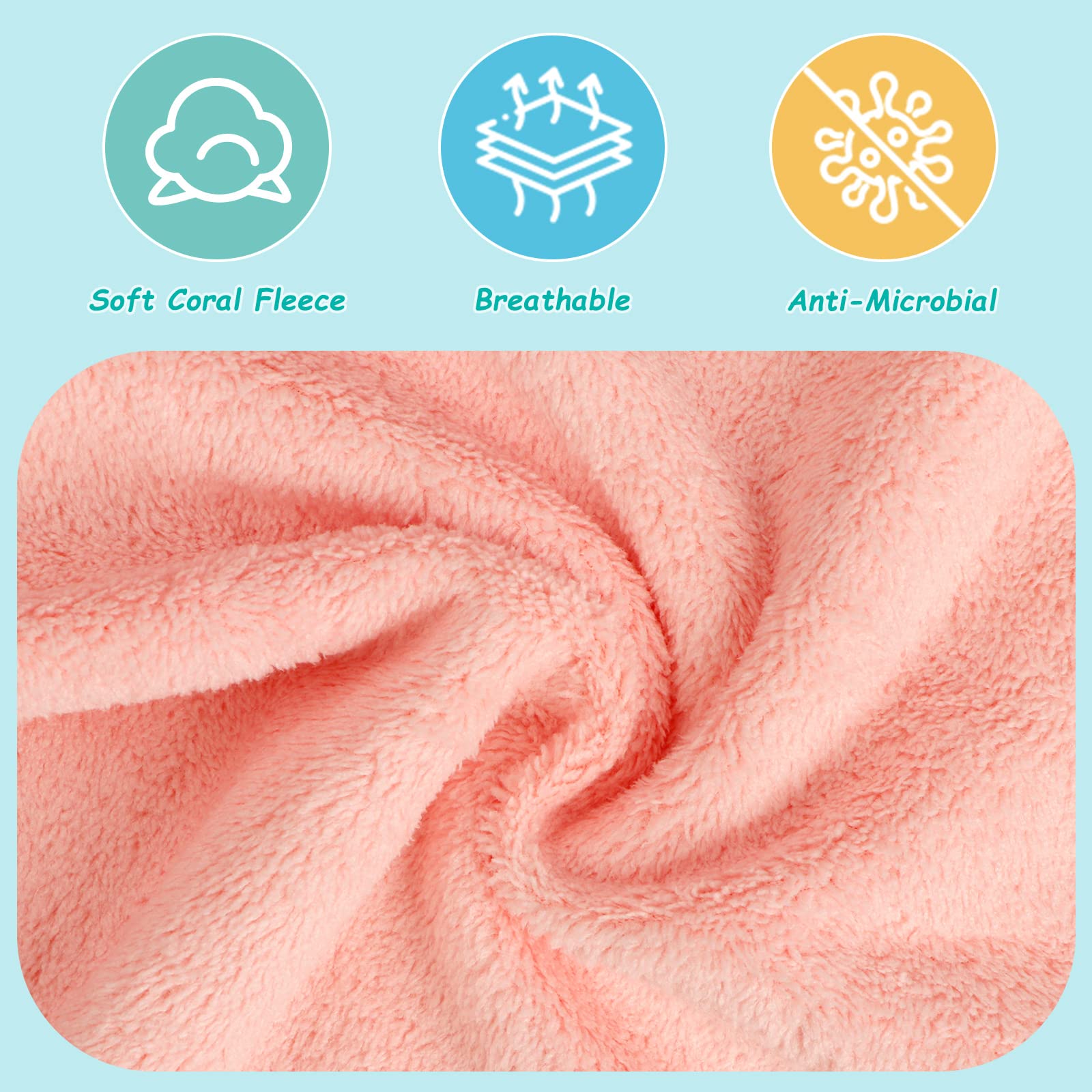 HOMEXCEL Baby Washcloths 24 Pack-Microfiber Coral Fleece Baby Bath Face Towel 7x9 Inch Extra Absorbent and Soft Burp Cloth and Wash Cloths for Newborn-Infants and Toddlers-Gentle On Sensitive Skin