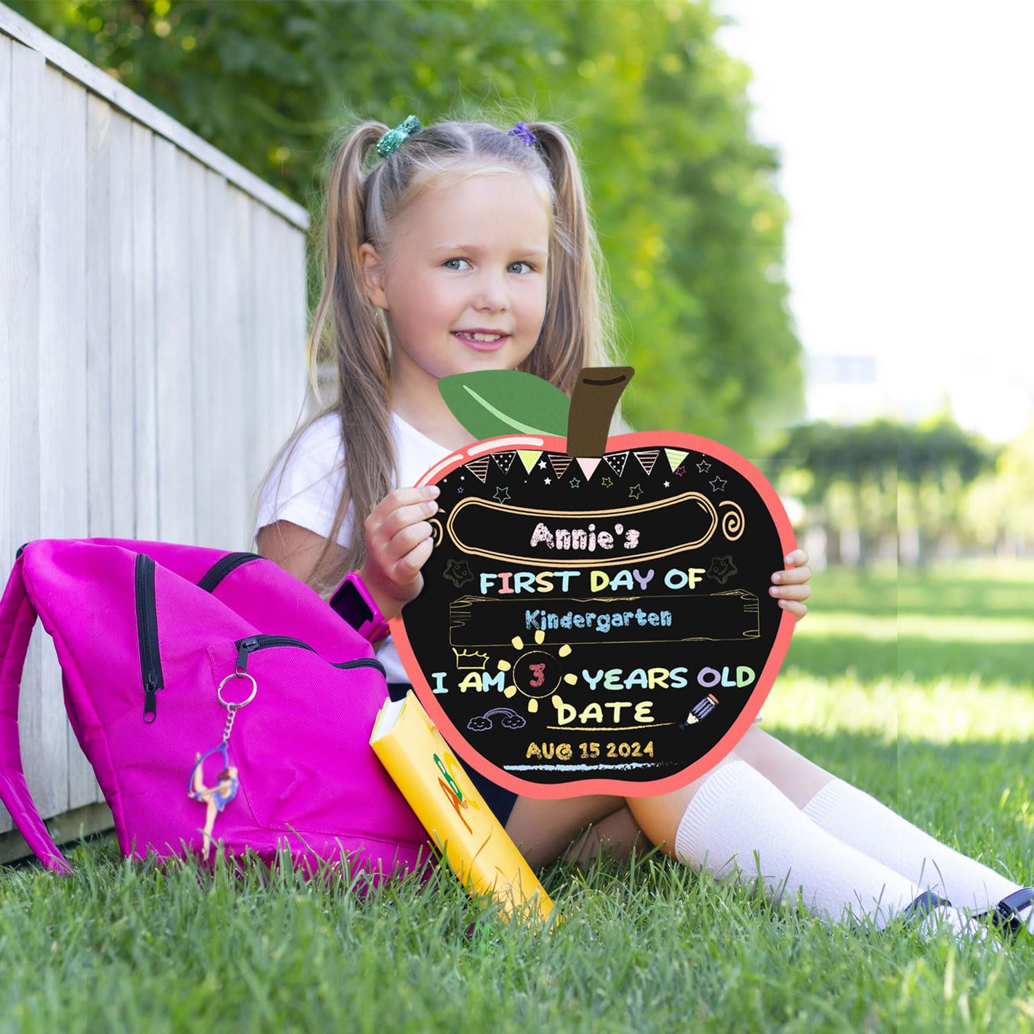 First Day of School Board, First Day of School Sign 10x10 Inch Double Sided Back to School Sign for Boys & Girls, Kindergarten Preschool 1st Grade School Supplies, Back to School Chalkboard