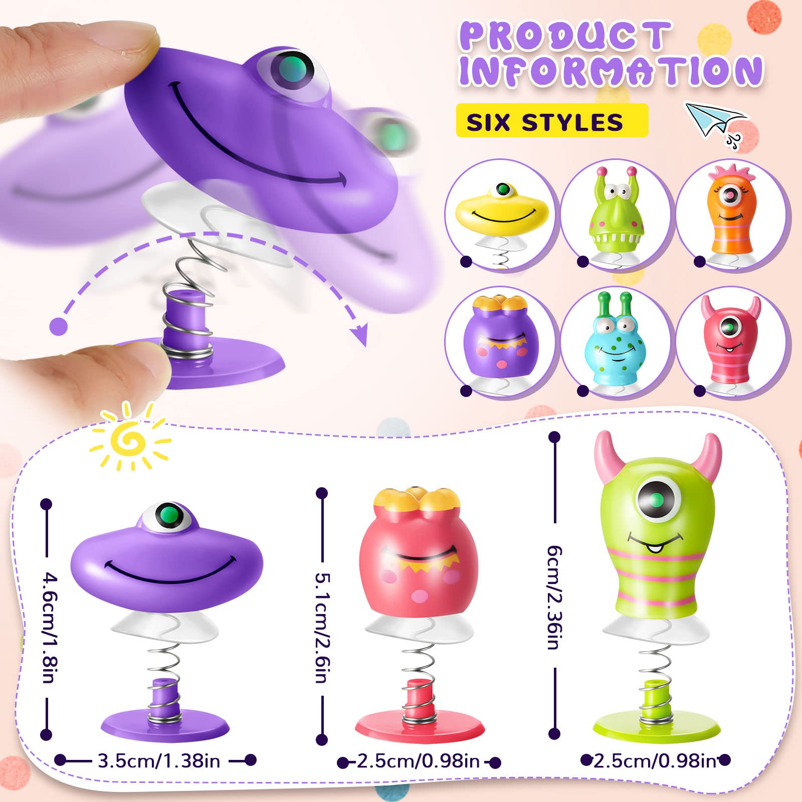 Deekin 48-piece Big Eye Animal Spring Launcher Toy Set - Bouncy Jumping Toys for Boys and Girls, Suitable for Classroom Prizes and Goodie Bag Fillers, Includes 6 Styles