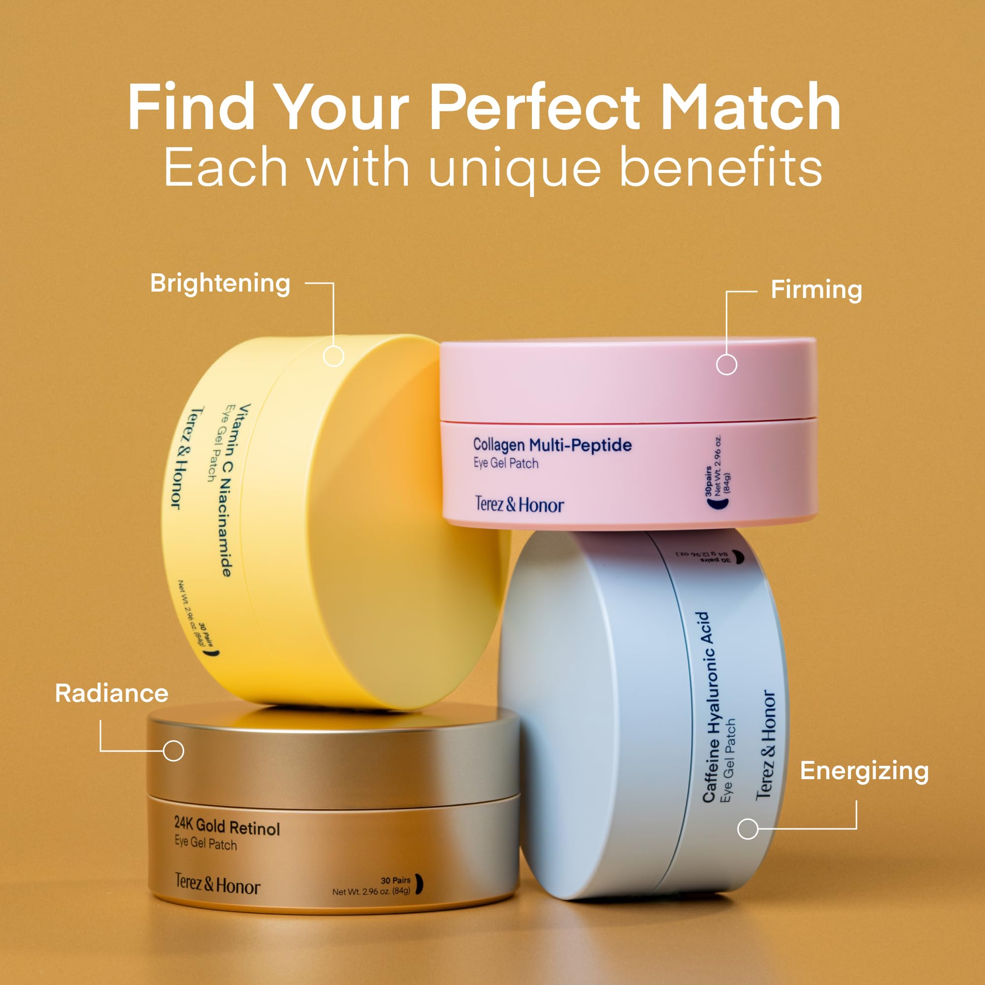 TEREZ & HONOR 24K Gold Retinol Under Eye Patches - 60 Korean Hydrogel Eye Masks with Collagen Peptide for Wrinkles, Dark Circles, Puffy Eyes, Radiance & Firming - Self Care, Gifts for Women and Men