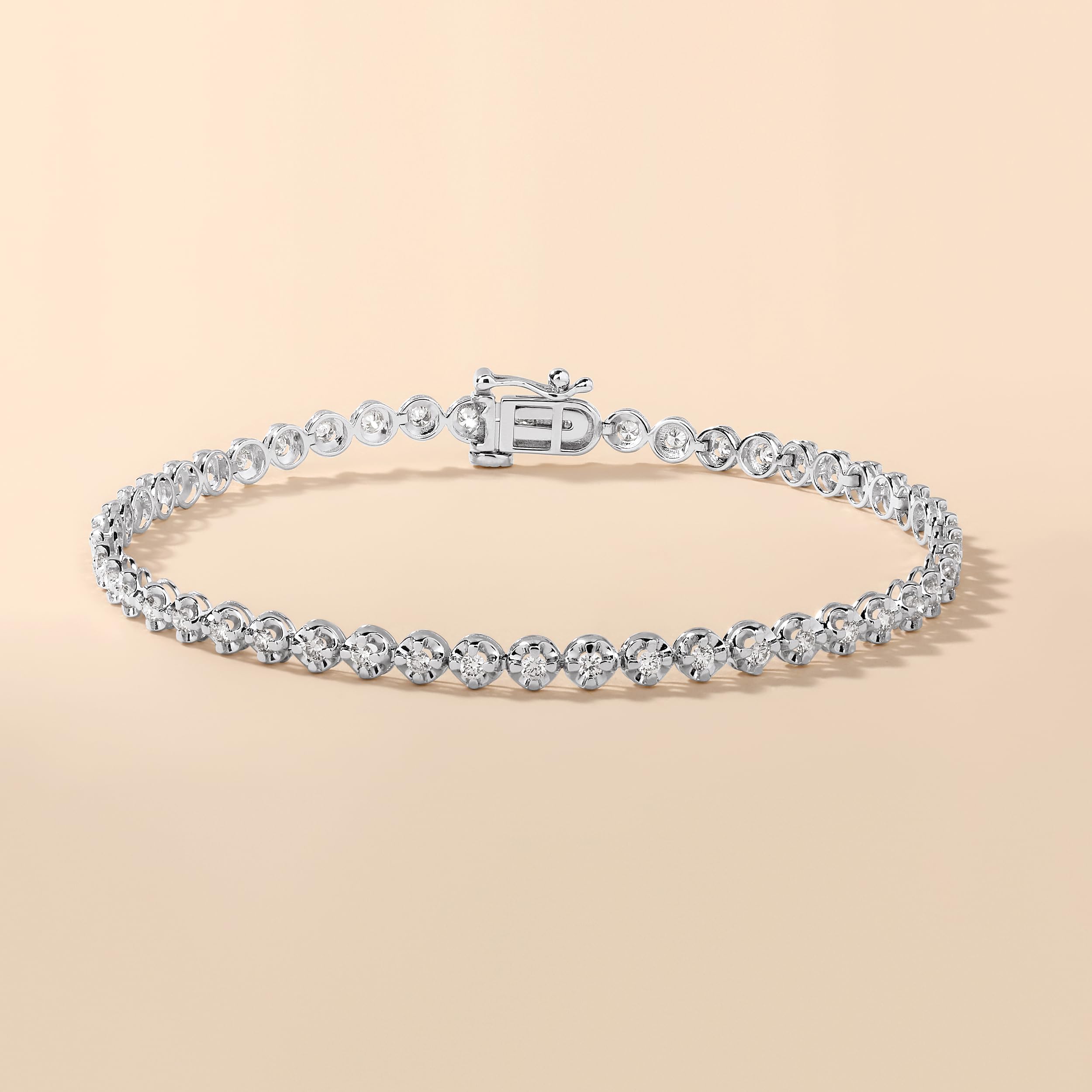 Beverly Hills Jewelers 3 Carat Lab Grown Diamond Tennis Bracelet for Women - 14k White Gold Bracelet for Her (D-E, VS1-VS2, 3.00 cttw) 7 Inches Long with Box With Tongue and Safety