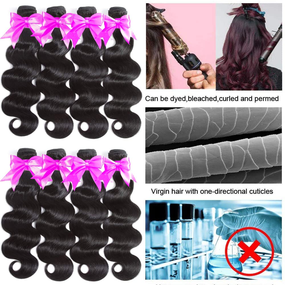 Body Wave Bundles Human Hair 4 Bundles (20 18 16 14 inches) 12A Brazilian Virgin Human Hair Bundles Body Wave 100% Unprocessed Human Hair Wavy Extensions Natural Color by Aelinsi