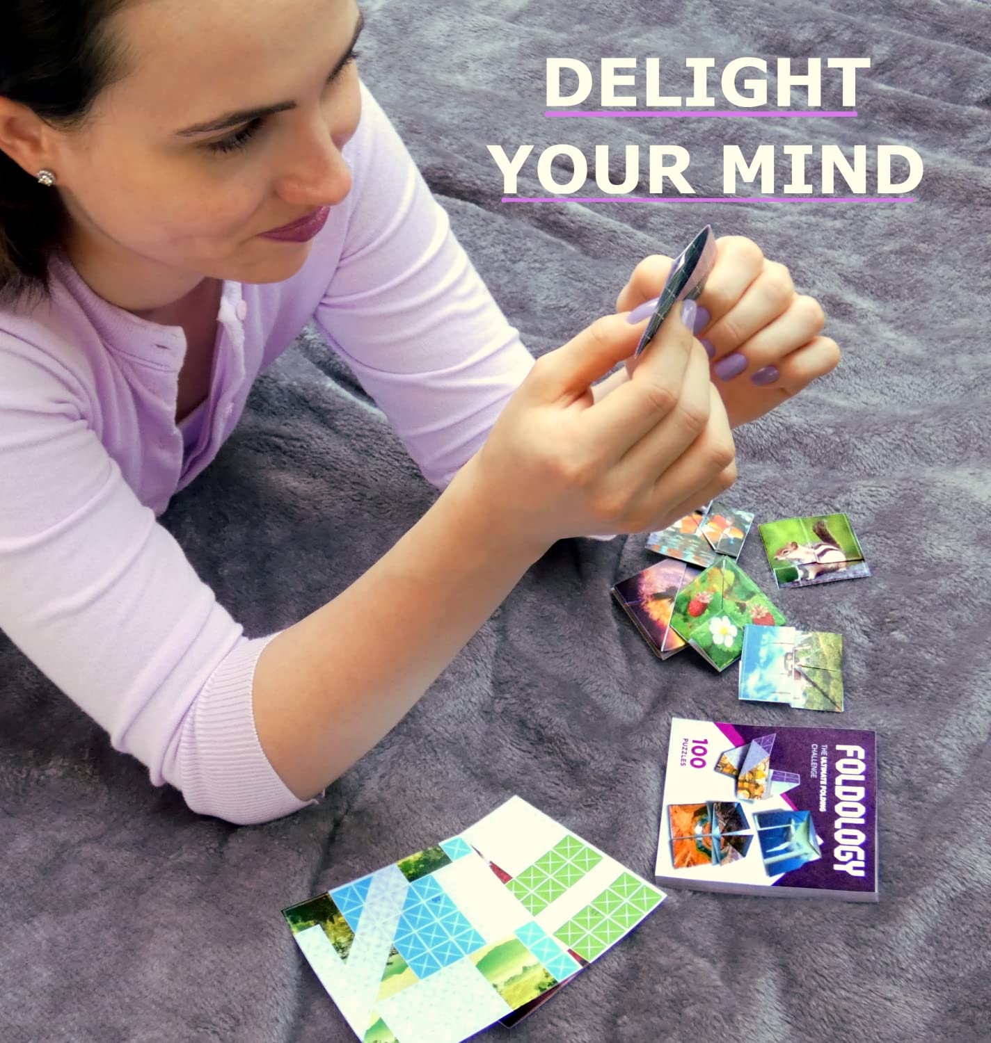 FOLDOLOGY - The Origami Puzzle Game! Stocking Stuffers for Tweens, Teens & Adults. 100 Challenges, Ages 10+. Hands-On Brain Teasers. Fold The Paper to Complete The Picture