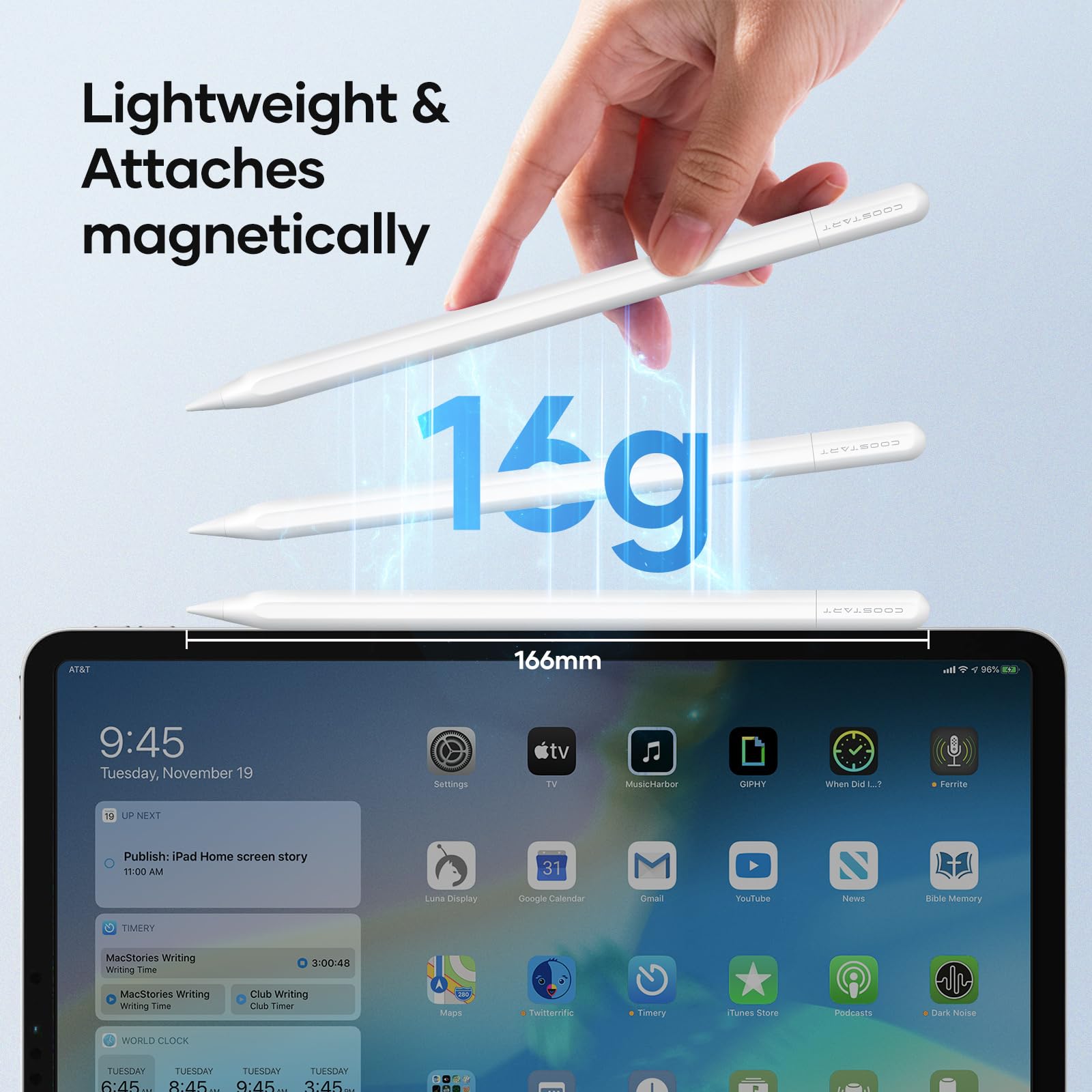 Stylus Pen for iPad 9th&10th Generation, 5 Mins Ultra Fast Charging Active Pencil Compatible with 2018-2023 Apple iPad Air 3/4/5, iPad 6/7/8/9/10, iPad Mini 5/6, iPad Pro 11"/12.9", White