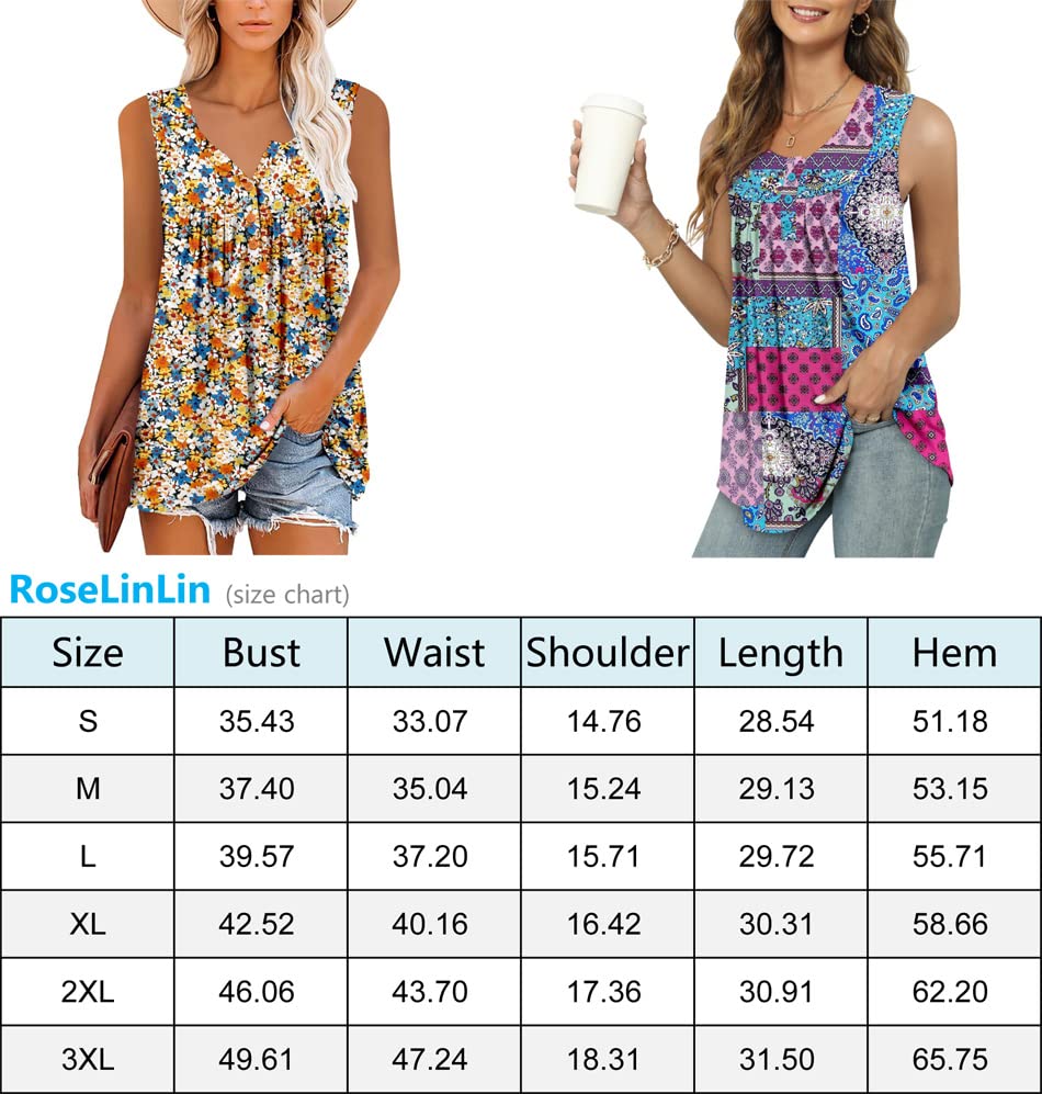 ROSELINLIN Loose Tank Tops for Women Flowy Red Pink Sleeveless T Shirts M