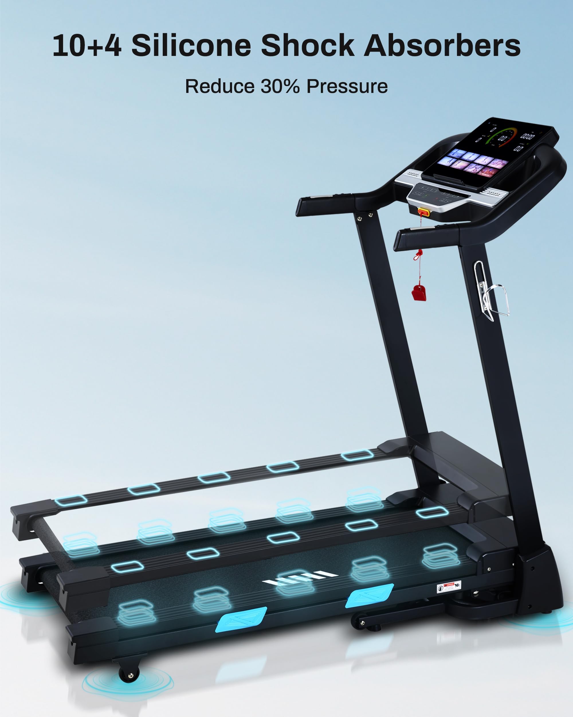 BORGUSI Auto Incline Treadmill - 300+ LBS Capacity 3.5HP Folding Treadmills with 15% Auto Incline, Running Machine for Home, 10 MPH Speed, 36 Preset Programs, Upgrade LCD Panel, Bluetooth App