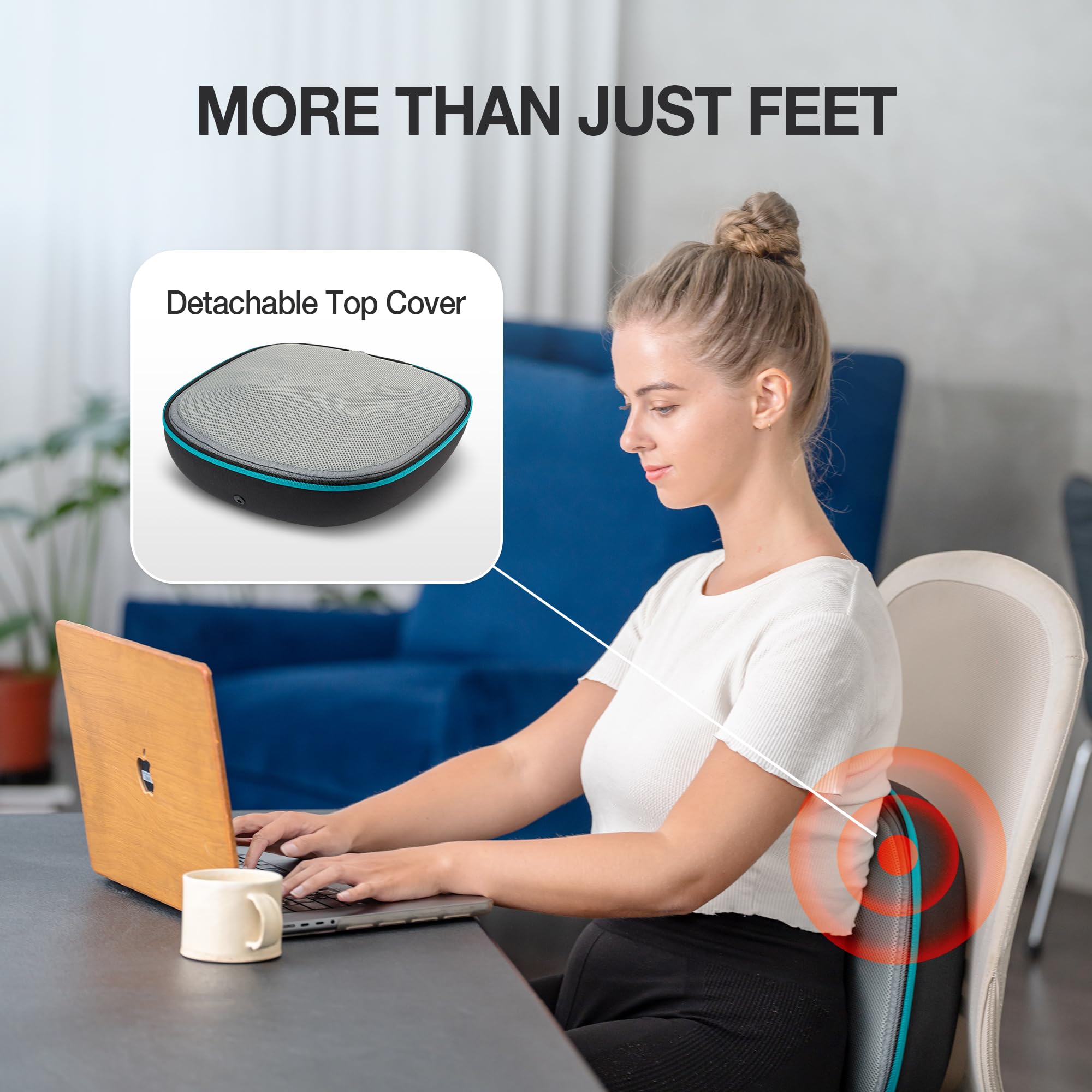 HUEIYEH 2-in-1 Shiatsu Foot and Back Massager with Heat, Foot Warmer Heating Pad for Circulation and Pain Relief, Plantar Fasciitis, Neuropathy, Adjustable Kneading Massagers, Gifts for Women,Men