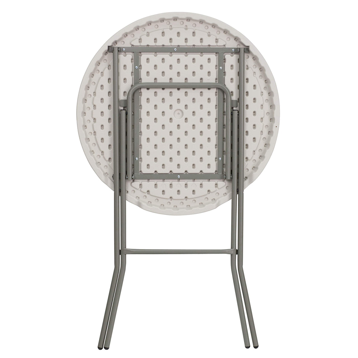 Flash Furniture Kathryn 2.63' Round Folding Bar Height Table for Parties and Commercial Events, Indoor/Outdoor Plastic Bar Height Folding Table, White