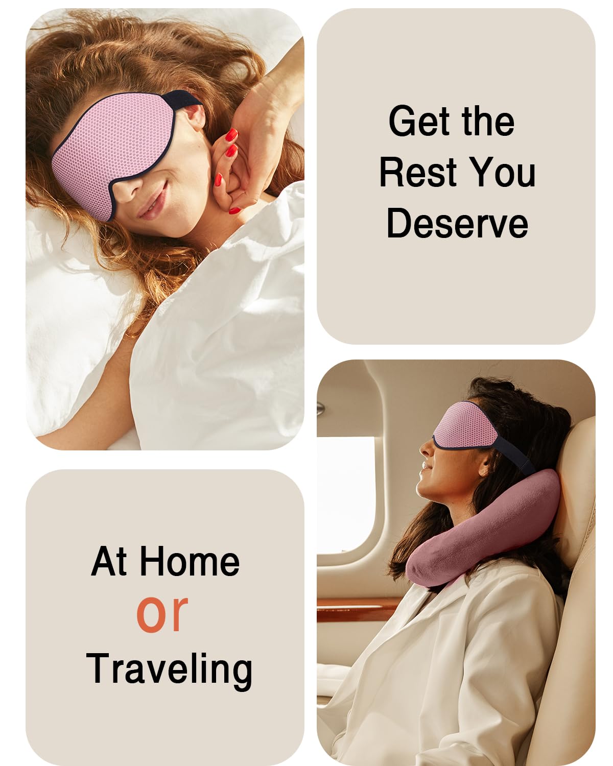 MABAO Sleep Mask for Side Sleeper, Eye Mask for Sleeping Women Men, 3D Contoured Cup No Eye Pressure 100% Light Blocking Sleeping Mask with Adjustable Strap Night Blindfold Flight, Travel, Nap, Pink