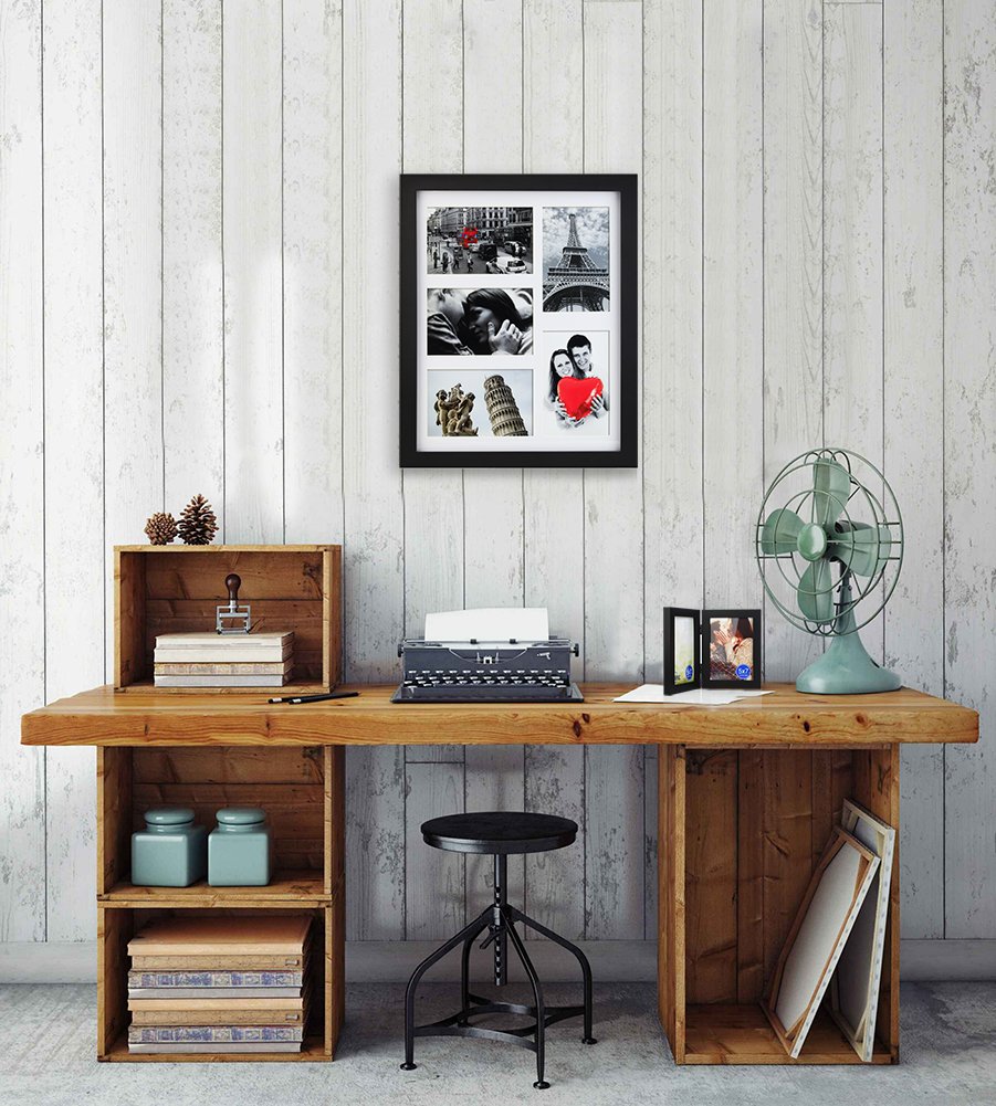 RPJC 11x14 Picture Frames Collage - Display 5 Pcs 4x6 inch photos with Mat Made of Solid Wood and Glass Cover