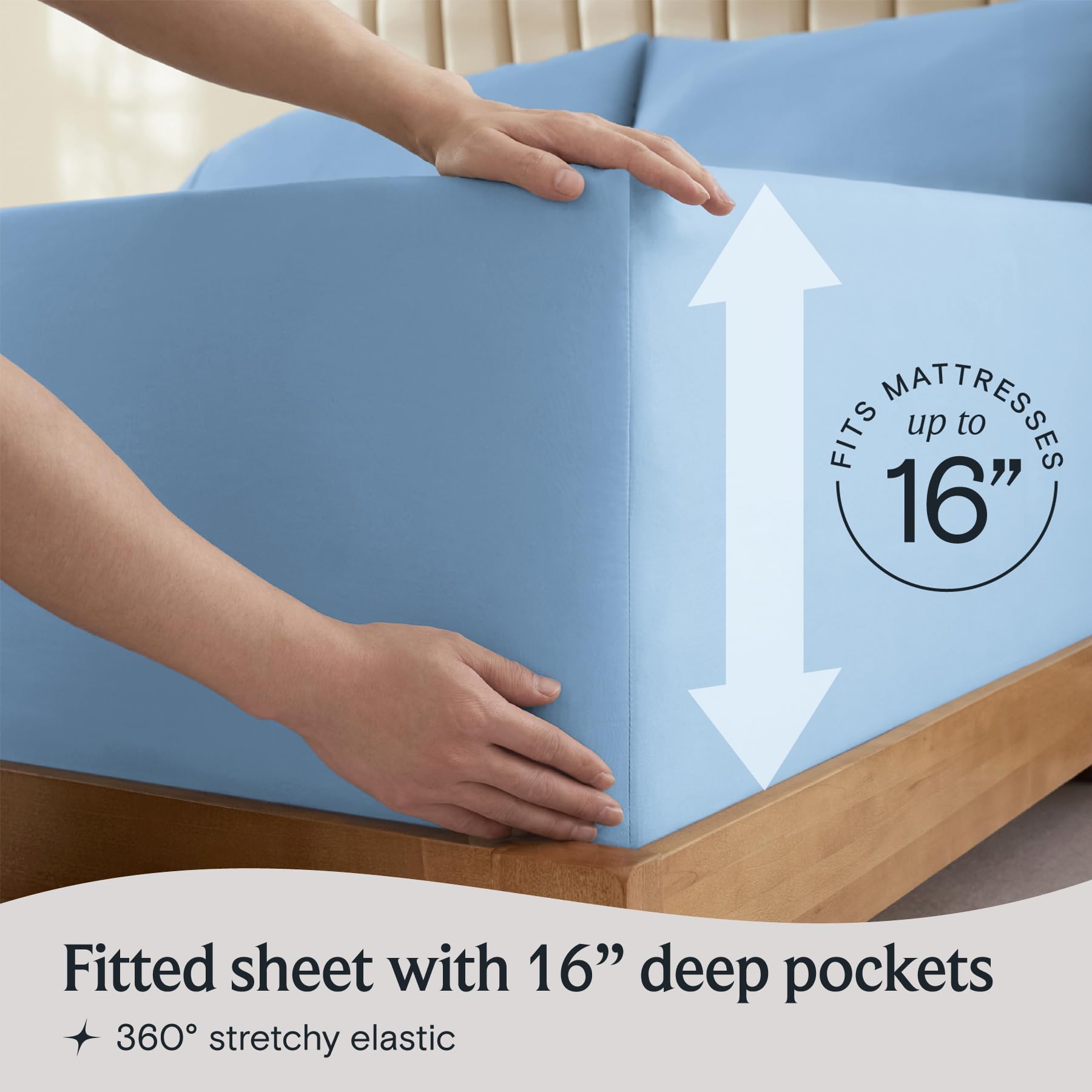 LuxClub 4 PC Full Sheet Set, Breathable Luxury Bed Sheets, Deep Pockets Wrinkle Free Cooling Bed Sheets Machine Washable Hotel Bedding Silky Soft - Sky Full