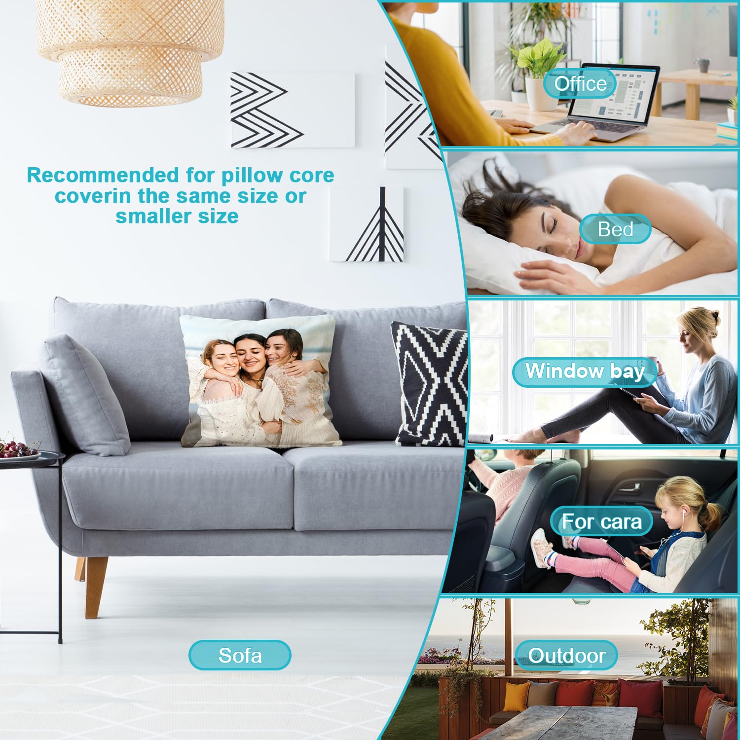 GagetElec Custom Pillows with Picture,Text Personalized Pillow with Photo,Custom Couple Gifts,Two-Sides Design Printed (20 Inch X 20Inch,Optional Pillow Insert)