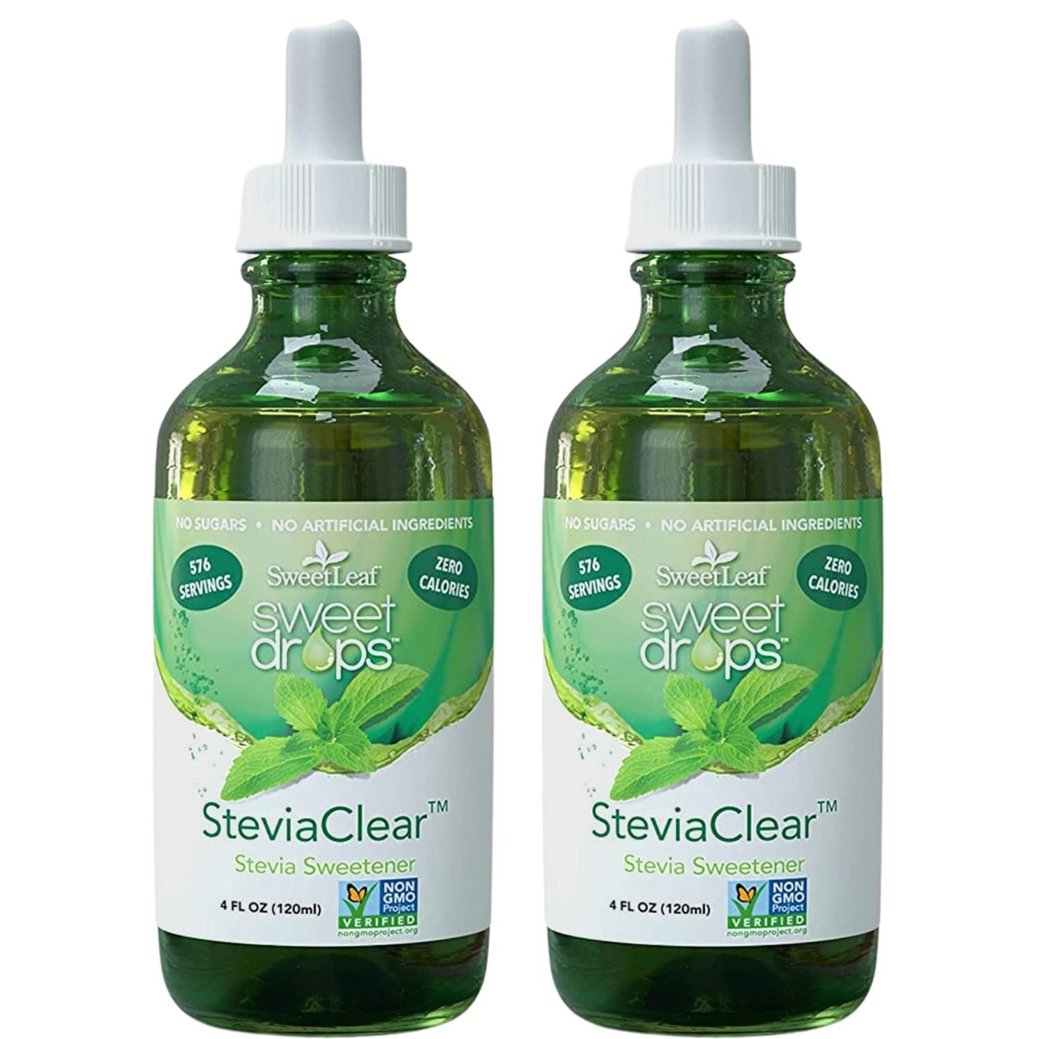 SweetLeaf Stevia Clear Sweet Drops - Natural Stevia Liquid Sweetener, Pure Stevia Drops, No Bitter Aftertaste, Liquid Sugar Alternative, Zero Calorie, Keto, Non-GMO Stevia, 4 Fl Oz (Pack of 2)