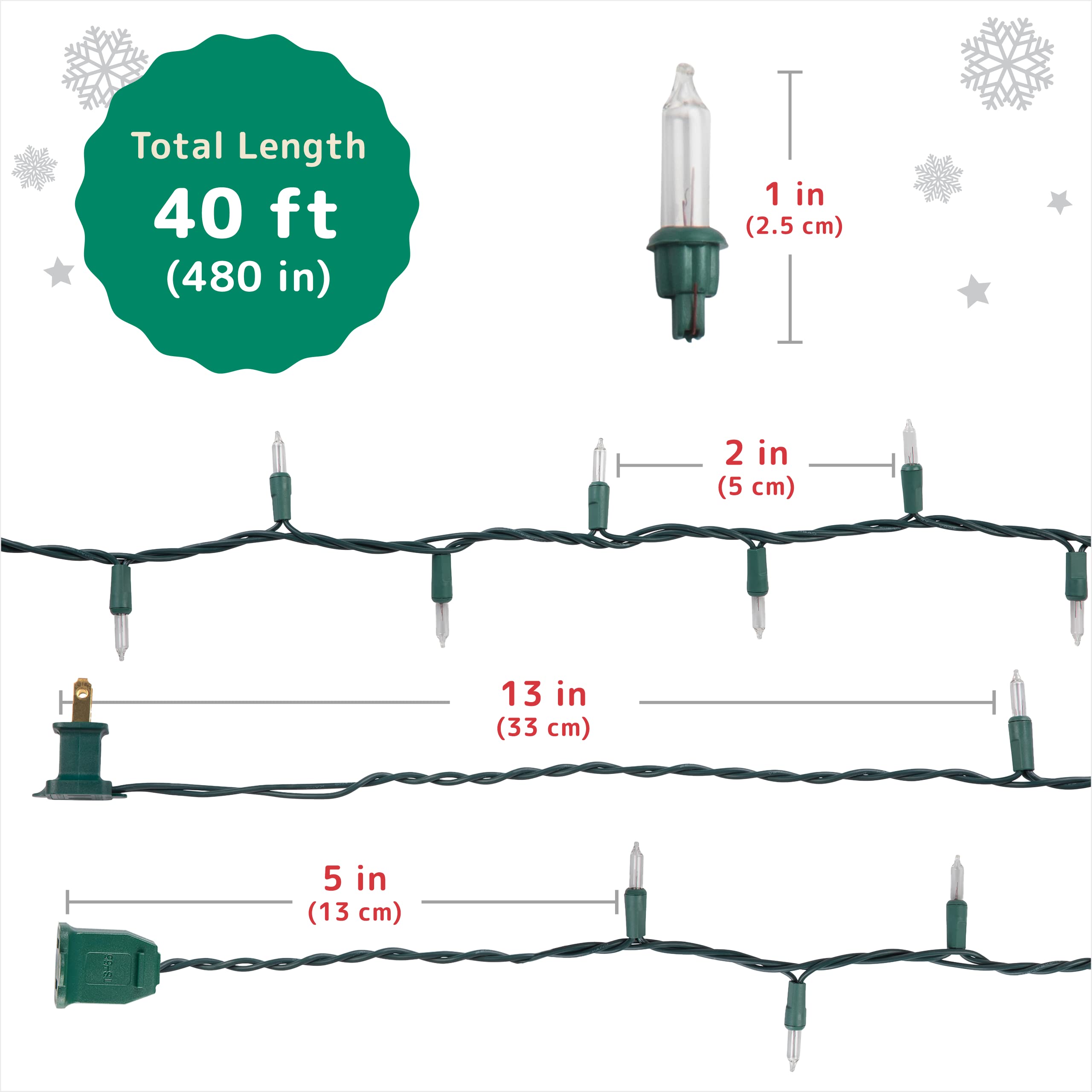 PREXTEX 200 Count Clear Christmas Tree Lights with Green Wire - 40 ft Warm White Twinkle Lights for Indoor or Outdoor Use - Holiday Fairy String Lights for Christmas Trees, Patios, and More