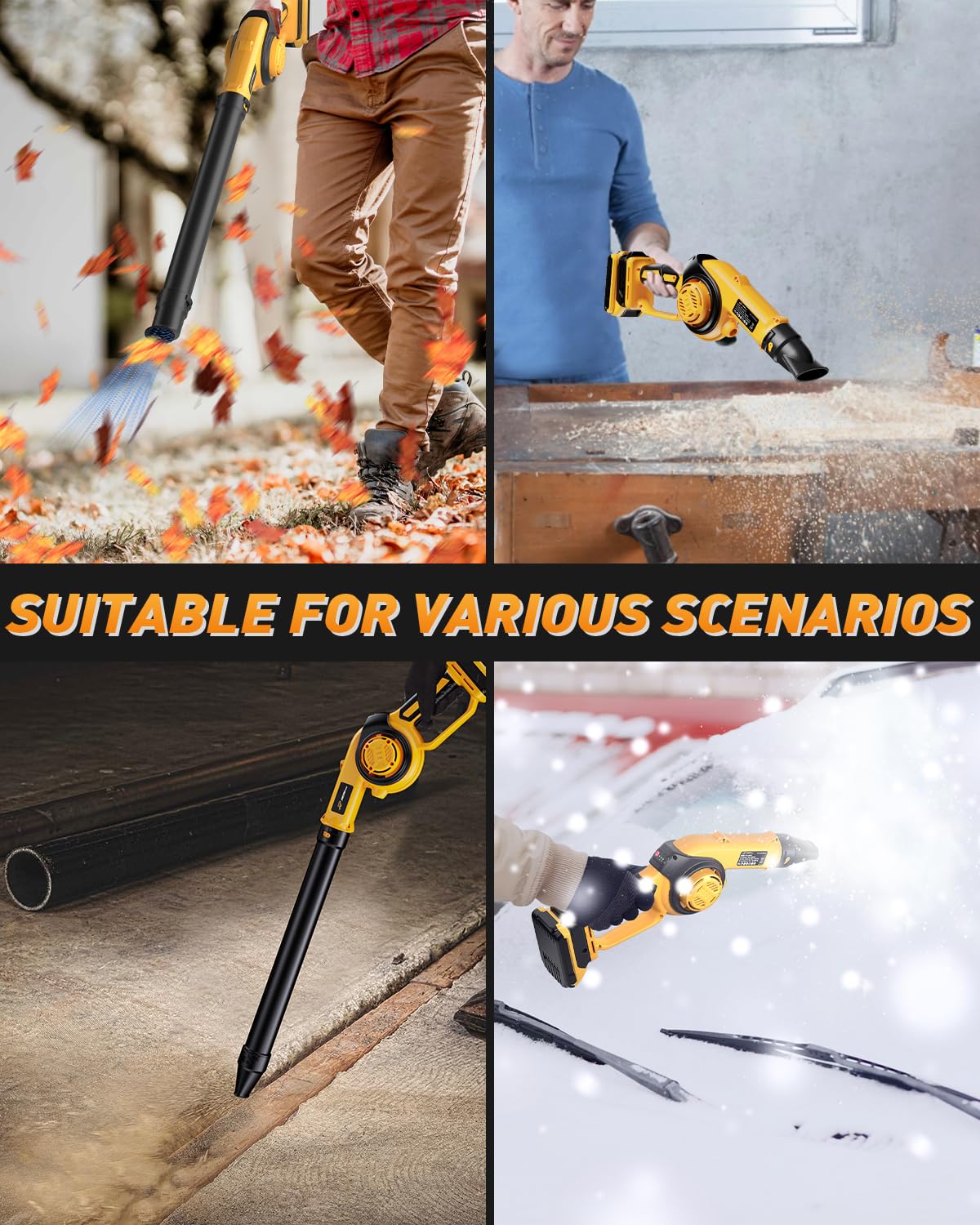 HEINPRO Mini Cordless Leaf Blower Up to 200MPH Compatible with Dewalt 20V Max Battery(No Battery) Electric Leaf Blower Cordless 3 Speeds Mode Battery Powered Leaf Blowers for Workbench, Patio