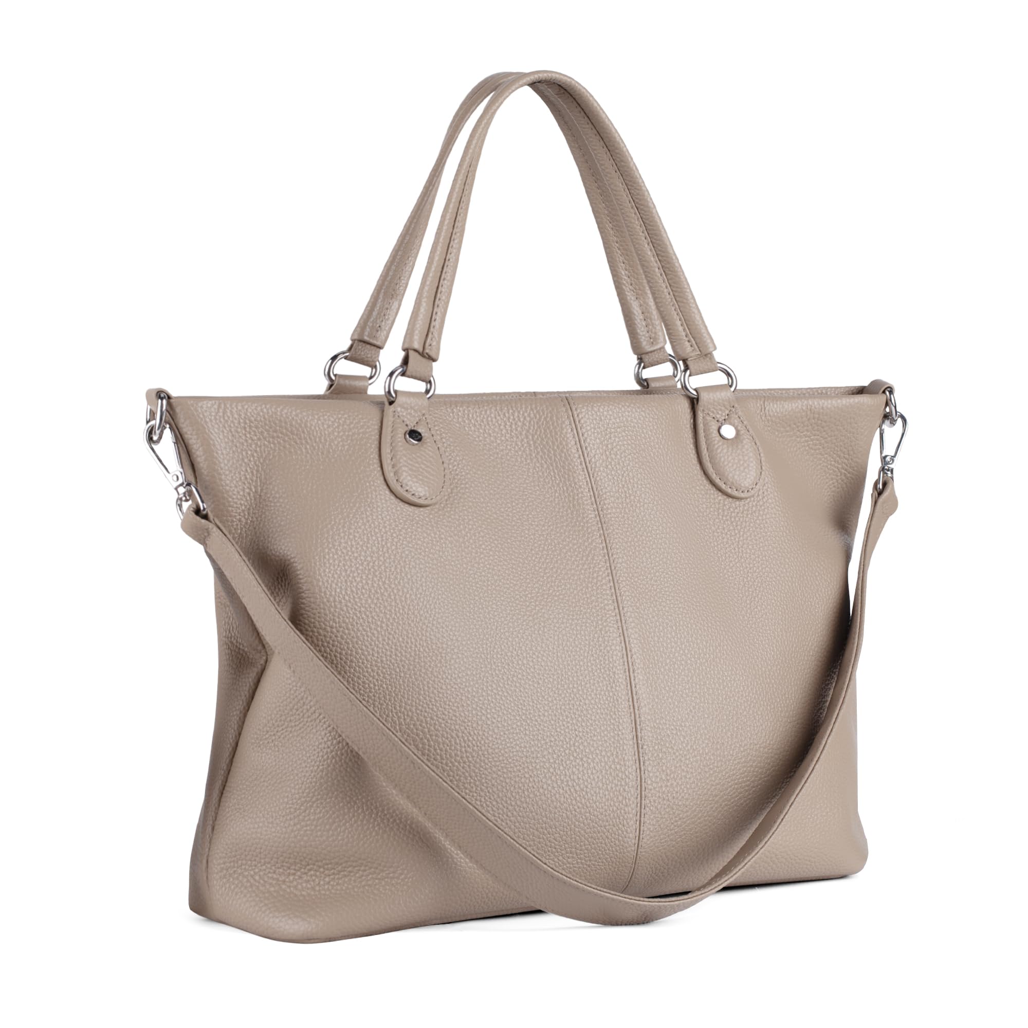 befen Genuine Leather Tote Bag for Women Shoulder Totes Crossbody Bags Purses Handbags with Top Handles Satchel Purse for Daily and Travel Taupe