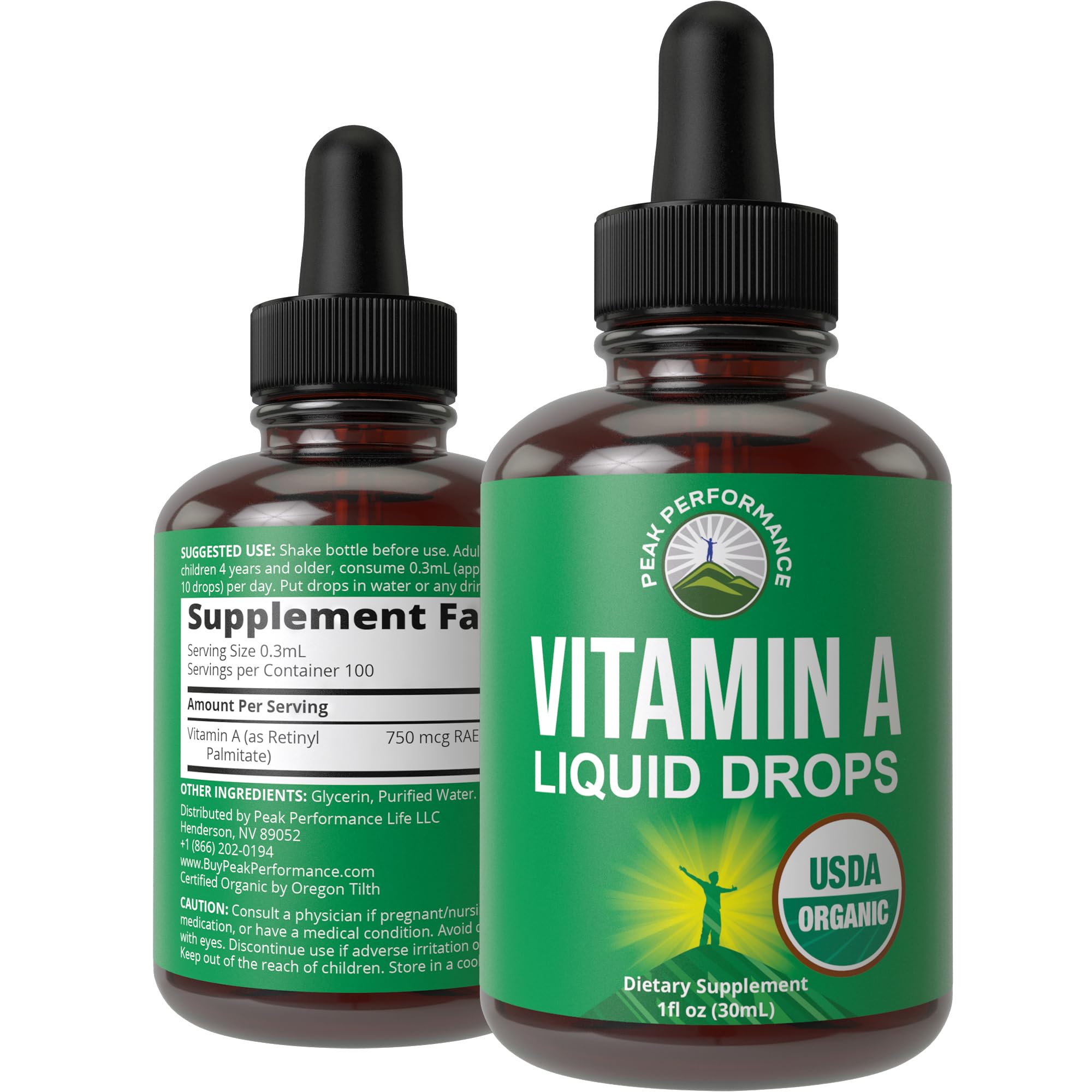 USDA Organic Vitamin A Liquid Drops Supplement. Vegan High Bioavailability For Eye, Skin, and Bone Health. For Adults, Men, Women, Kids. Organic Vit A Oil Retinyl Palmitate. Gluten Free, Zero Sugar