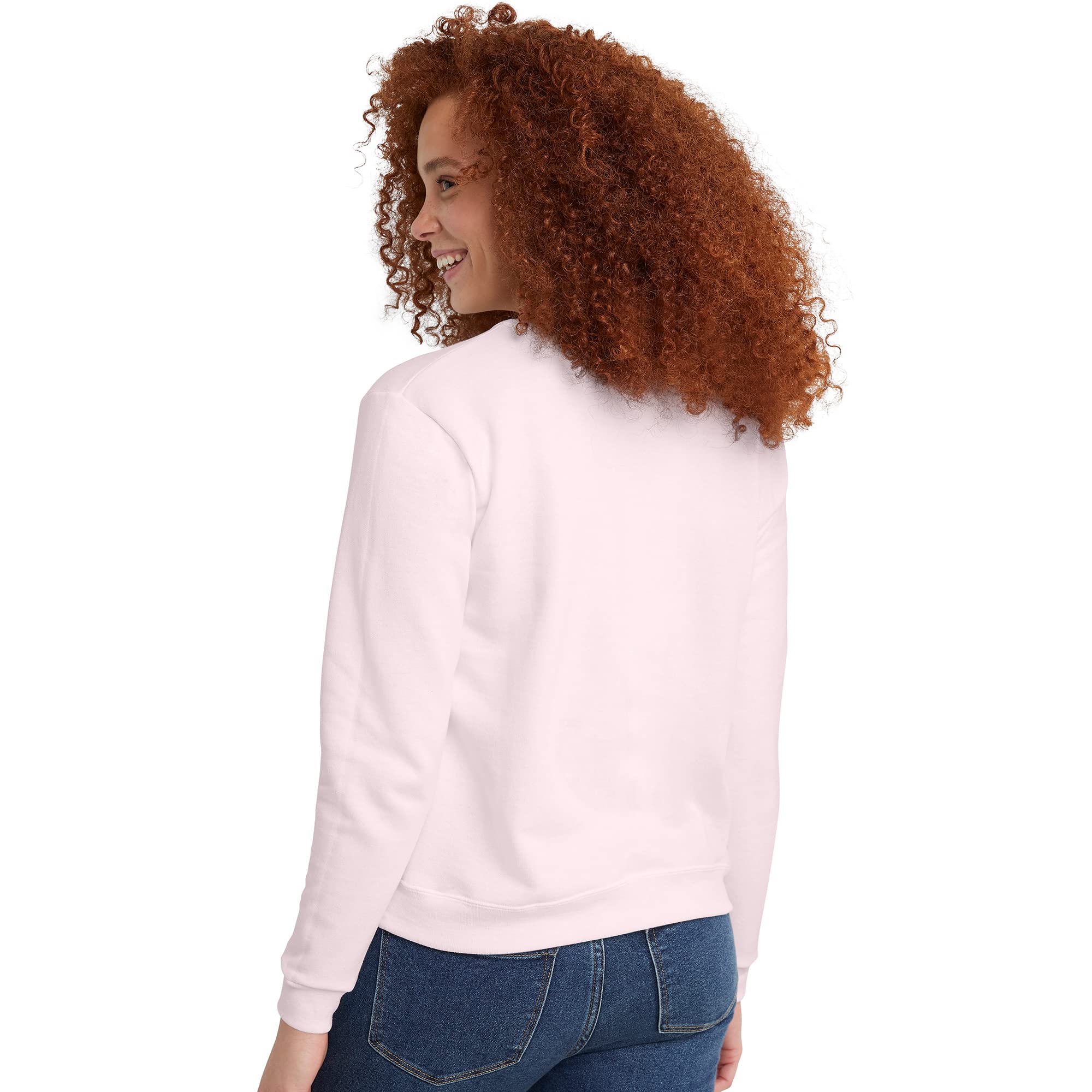 Hanes Womens Ecosmart V-notch Crewneck Sweatshirt, Fleece Pullover For, Pale Pink, Large US