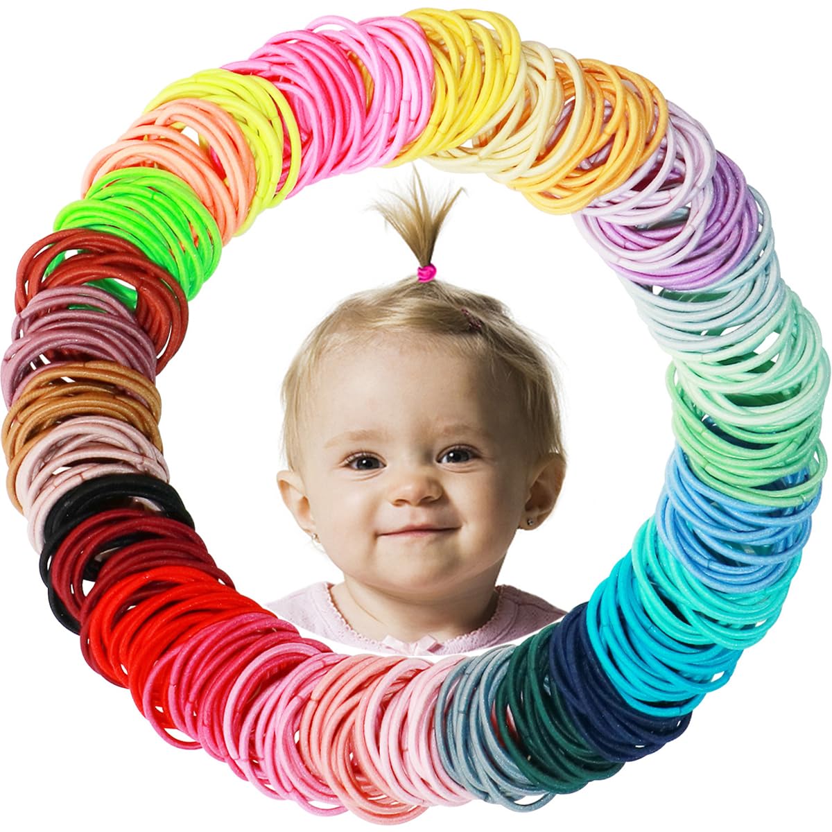 200PCS Small Hair Ties,No Crease Baby Hair Ties,Elastic Hair Ponytail Holder Hair Accessories for Baby Girls Infants Toddlers Kids