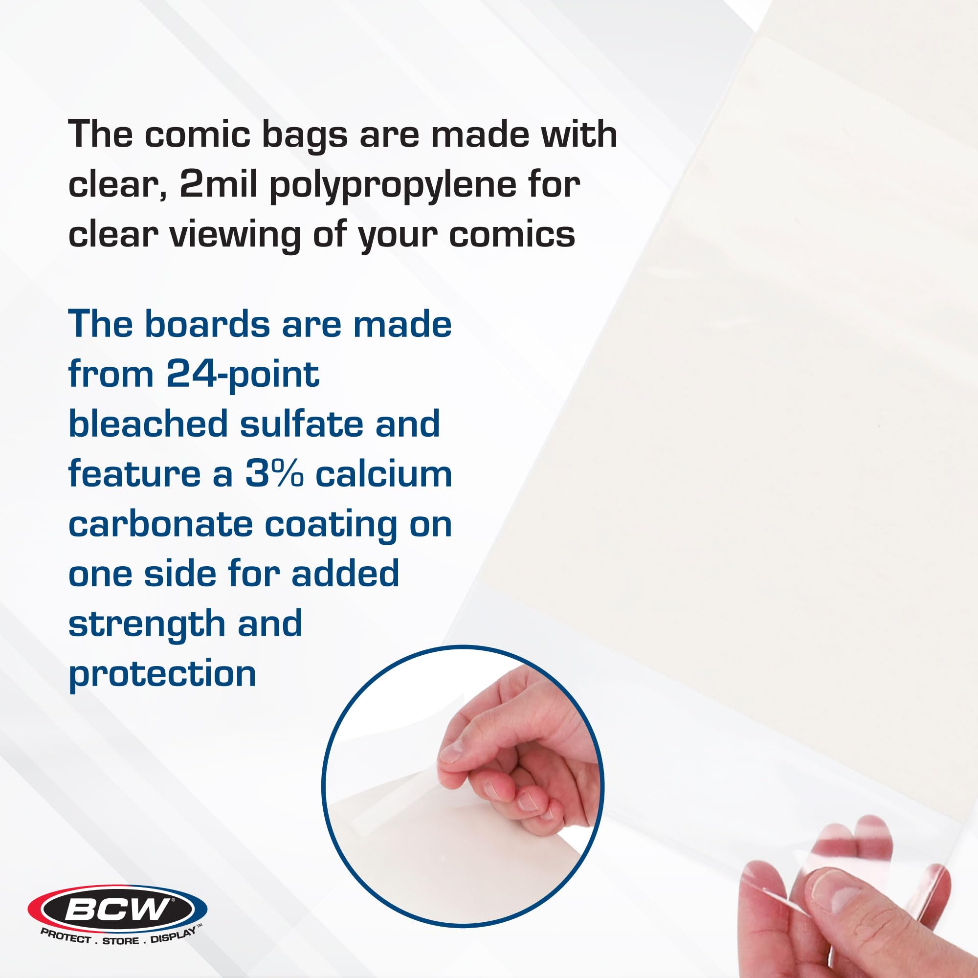 BCW Resealable Silver/Regular Comic Bags & BCW Silver Comic Backing Boards | Comic Book Bags Boards | Acid-Free Storage for Silver Age Comics | Comic Book Sleeves and Boards | 100 Bags & 100 Boards