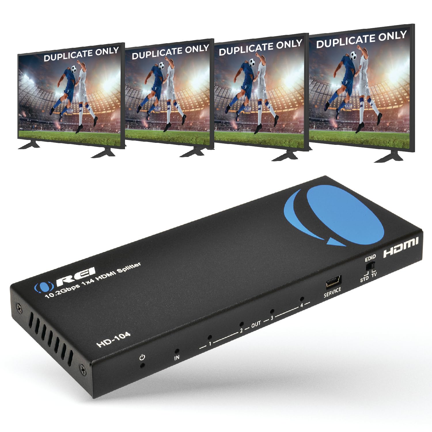 OREI HDMI Splitter 1 in 4 Out – 4K@30Hz HDMI 2.0 Splitter with HDCP 1.4, EDID Management, and LPCM/Dolby/DTS Audio Support–Compact Plug & Play Design