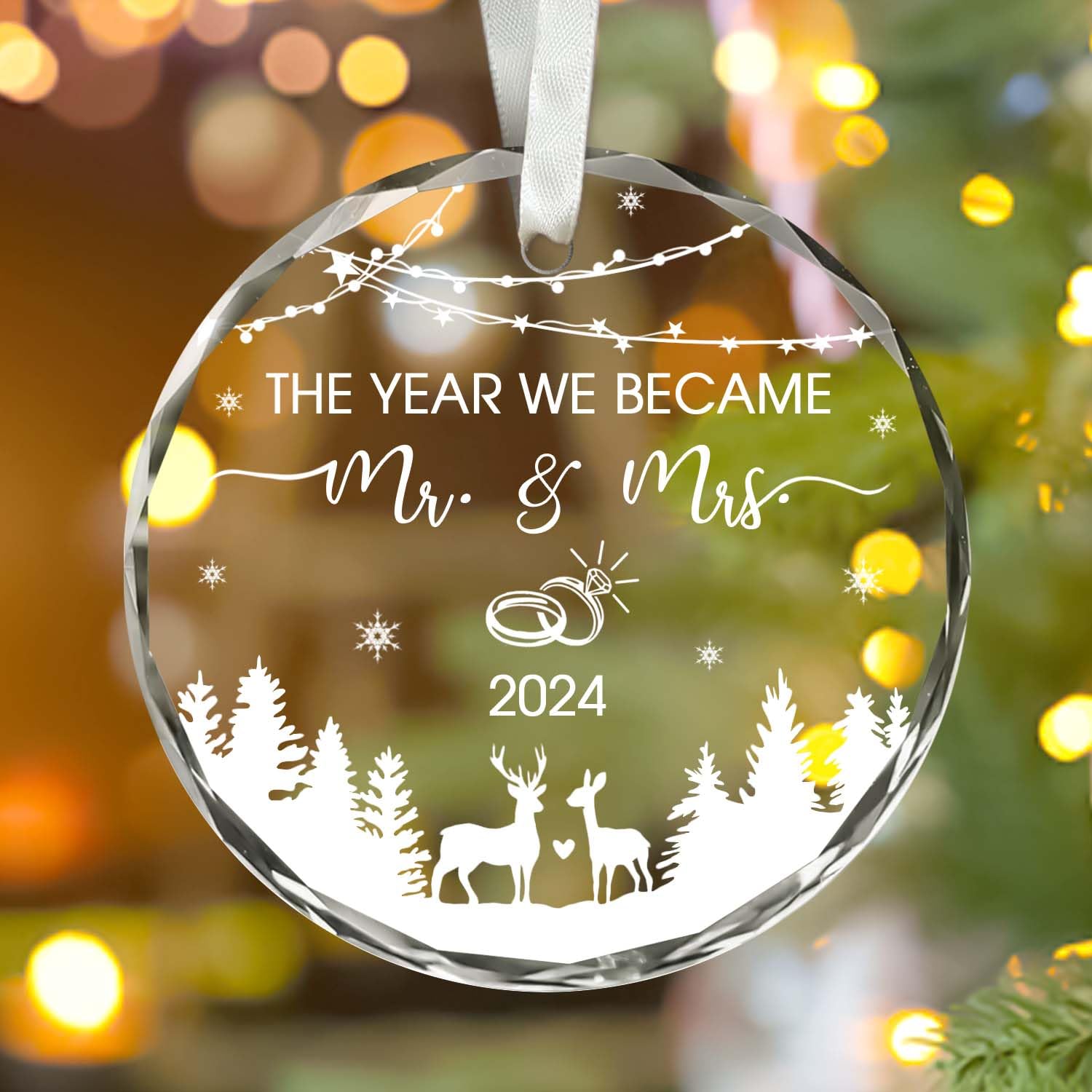 BSQUIELE Wedding Gifts - Mr Mrs Gifts - Mr and Mrs Christmas Ornament 2024 - The Year We Became Mr Mrs - Wedding Gifts for Couple, Bride, Wife, Her - Future Mr and Mrs Gifts - Bridal Shower Gifts