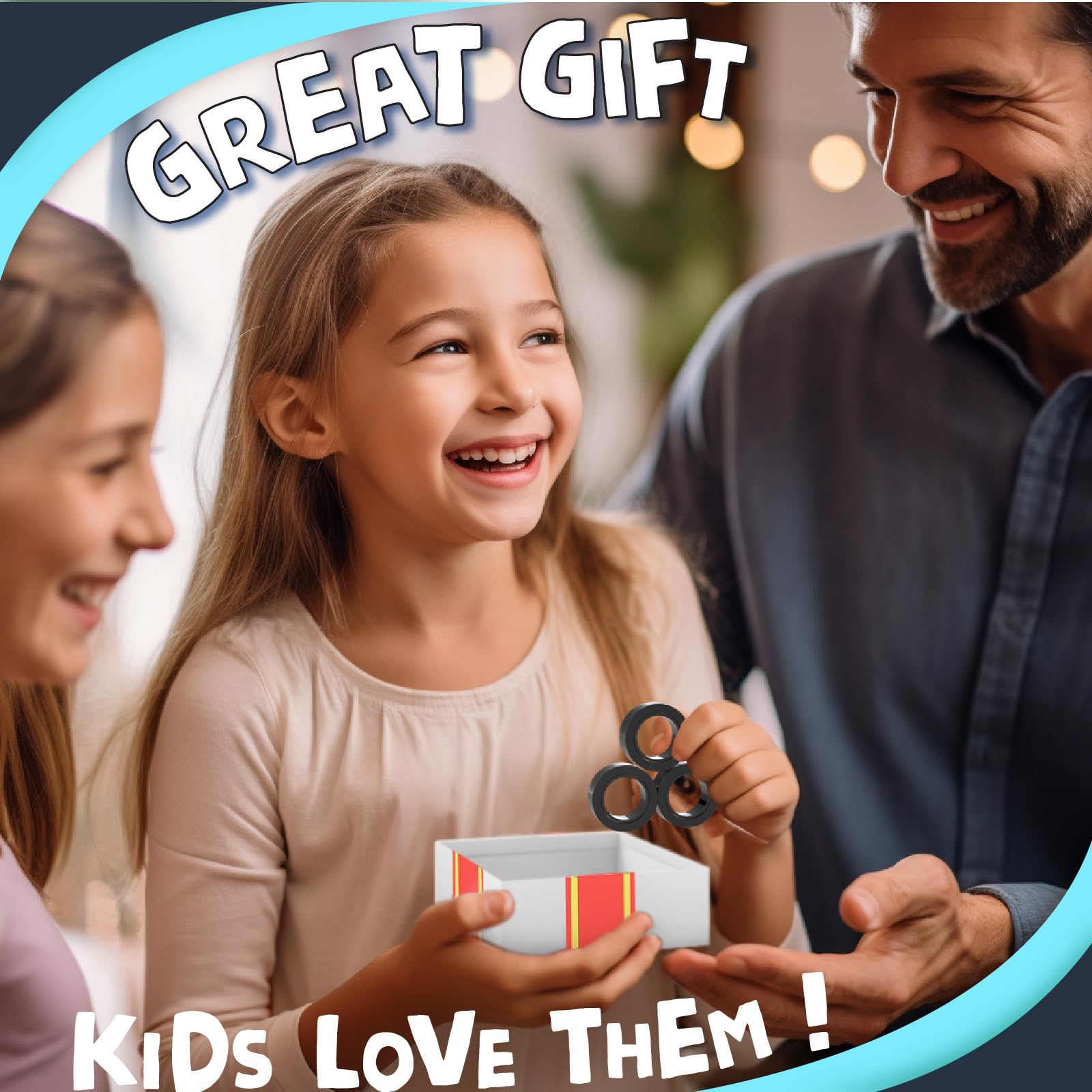 BunMo Fidget Bundle - Magnetic Rings & Infinity Cube - Stimulating & Engaging Fidget Toy - Addictive Fidget Toy for Boys & Girls - 10 Year Old Boy Gift Ideas - Fidget Cube for Adults - Travel Toys