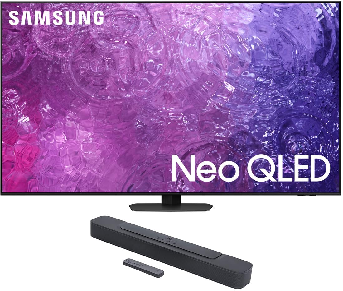 SAMSUNG QN75QN90CAFXZA 75 Inch Neo QLED Smart TV with 4K Upscaling and a JBL BAR-2-0-ALL-IN-ONE-MK2 Compact 2ch Soundbar with Dolby Digital (2023)