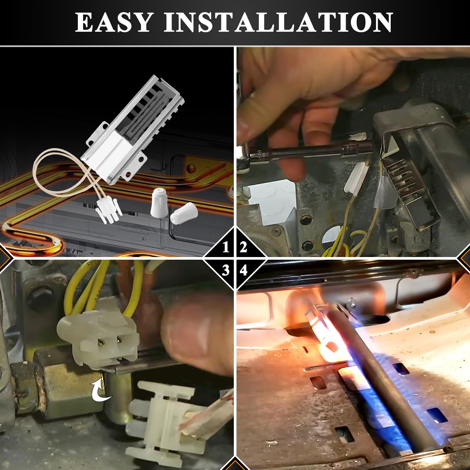 【Upgraded】WB13K21 Gas Range Oven Flat Igniter with Connector Plug, 5303935066 Oven Igniter for GE Hotpoint Kenmore Gas Stove, Replaceable IG9998 Norton-501a AP2020569 PS231280 WB13T10045 by Cenipar