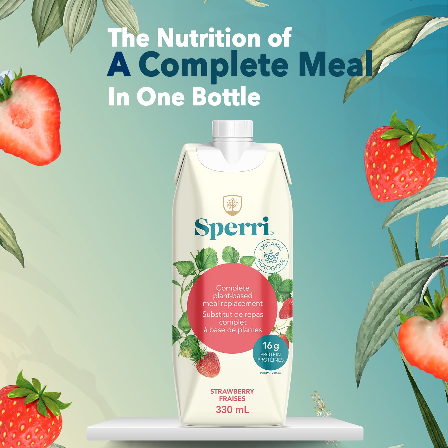 Sperri Plant-Based Meal Replacement Shake – Organic Protein Drink Made with Hemp & Pea Protein – Vegan Gluten-Free Dairy-Free Ready to Drink Nutrition Shake – Strawberry Flavor, 4.6 fl. oz(12 Pack)