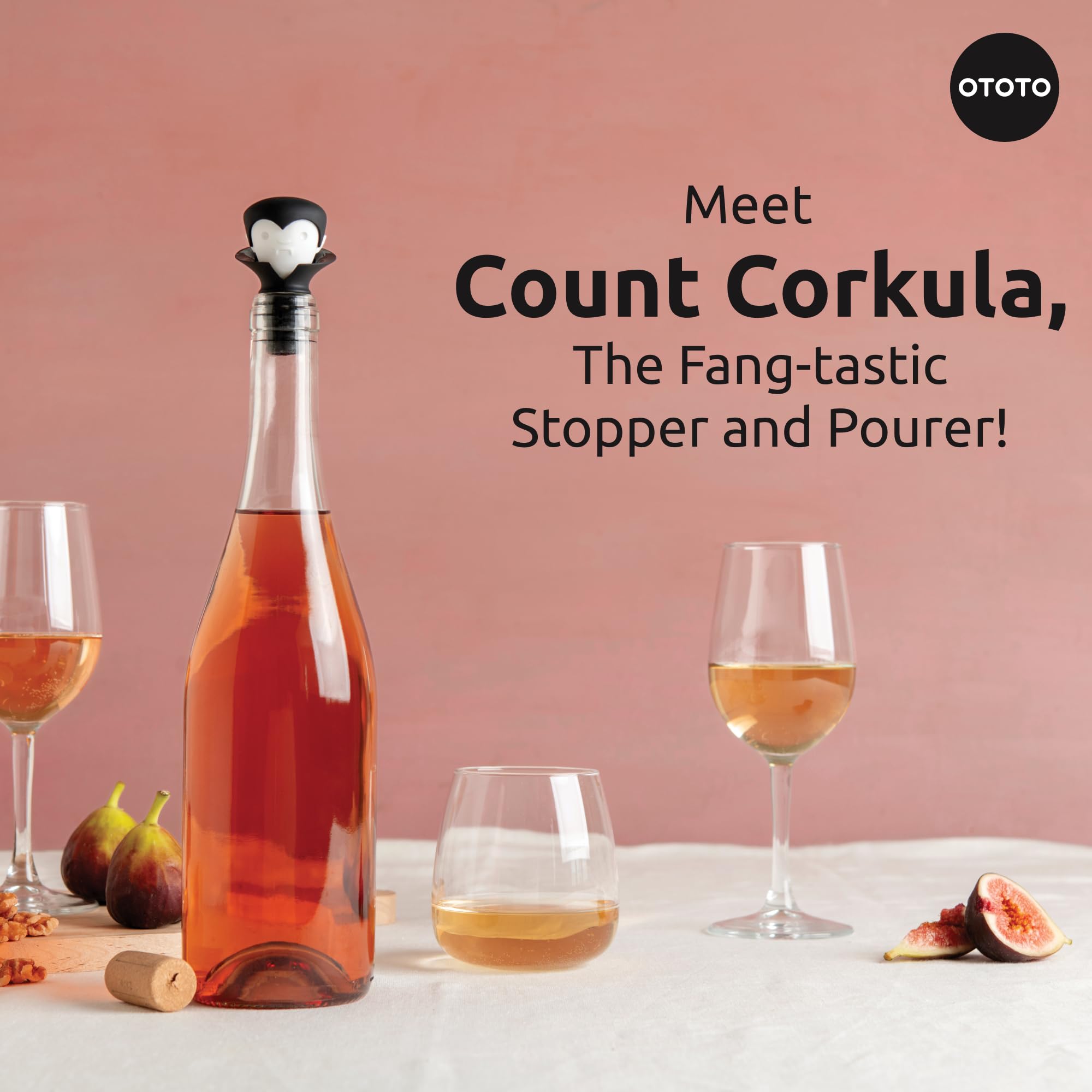 NEW!! Count Corkula by OTOTO - Halloween Gifts for Wine Lovers, Spooky Wine Bottle Stopper, Vampire Wine Accessories, Goth Accessories, Dracula Wine Corks Wine Stoppers Wine Gifts, Fun Kitchen Gadgets