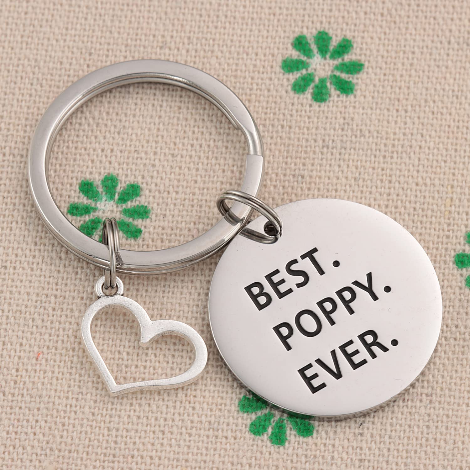 AHAETH Poppy Gifts Grandpa Key Chain From Grandchildren Granddaughter Best Poppy Birthday Ornament Presents Poppy Keychain
