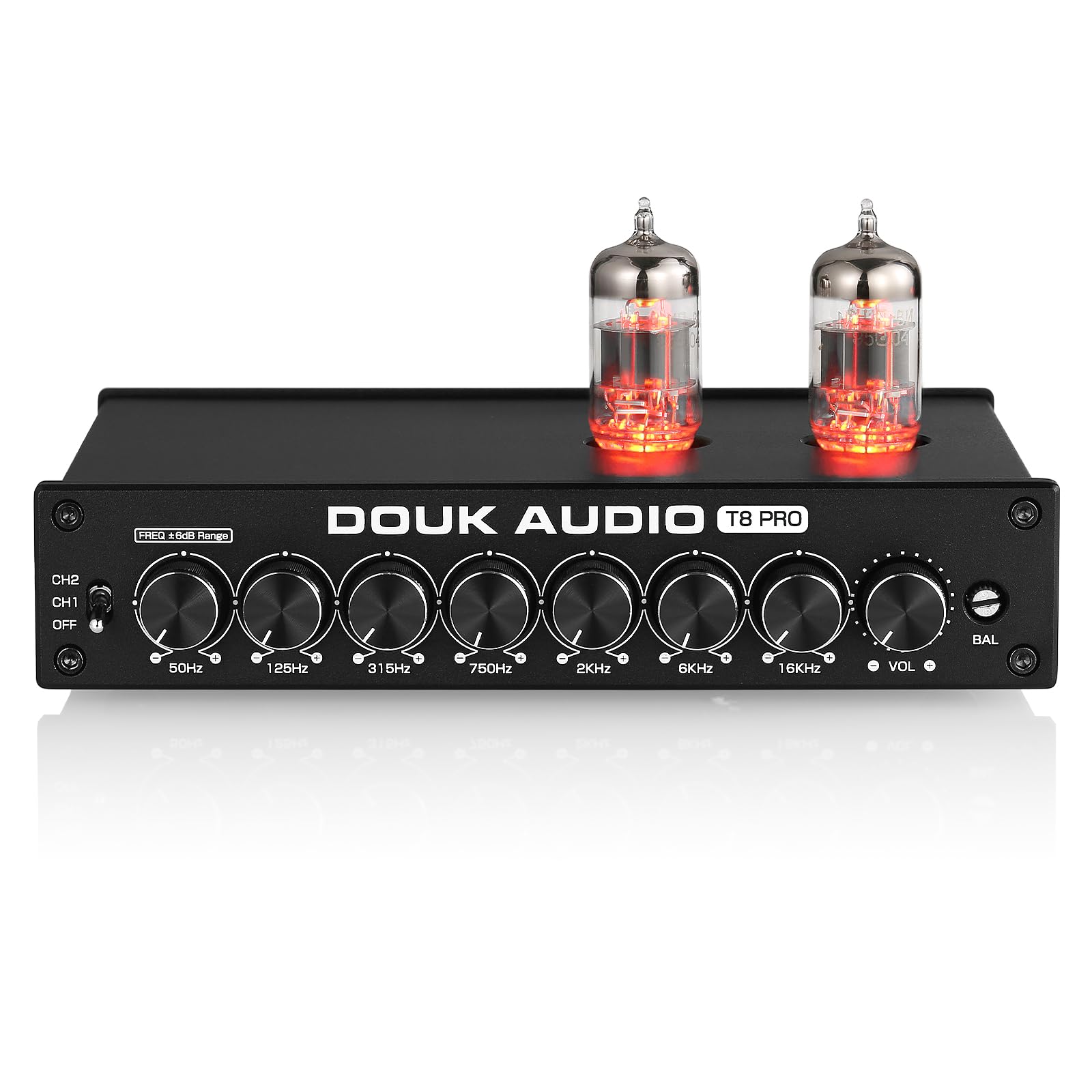 Douk Audio HiFi Vacuum Tube 7-Band EQ Preamp Equalizer XLR Pre-Amplifier Home (T8 PRO)