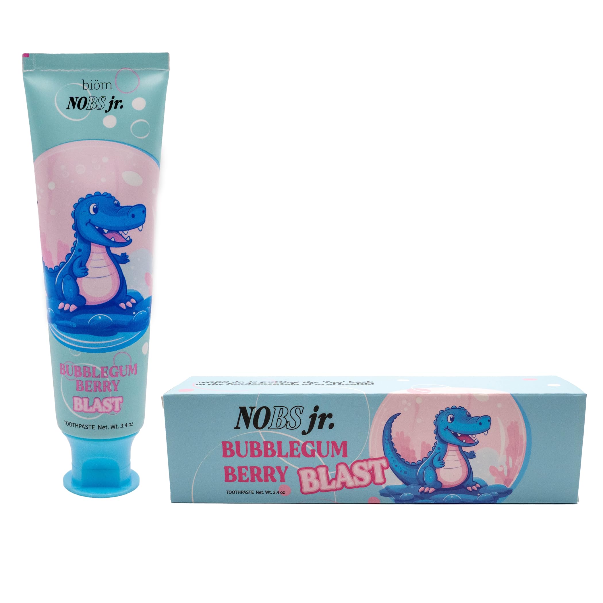 NOBS Jr. Kids Nano Hydroxyapatite Toothpaste – Fluoride Free, SLS-Free, Remineralizing - Dentist Formulated - Bubblegum Berry - Made in The USA