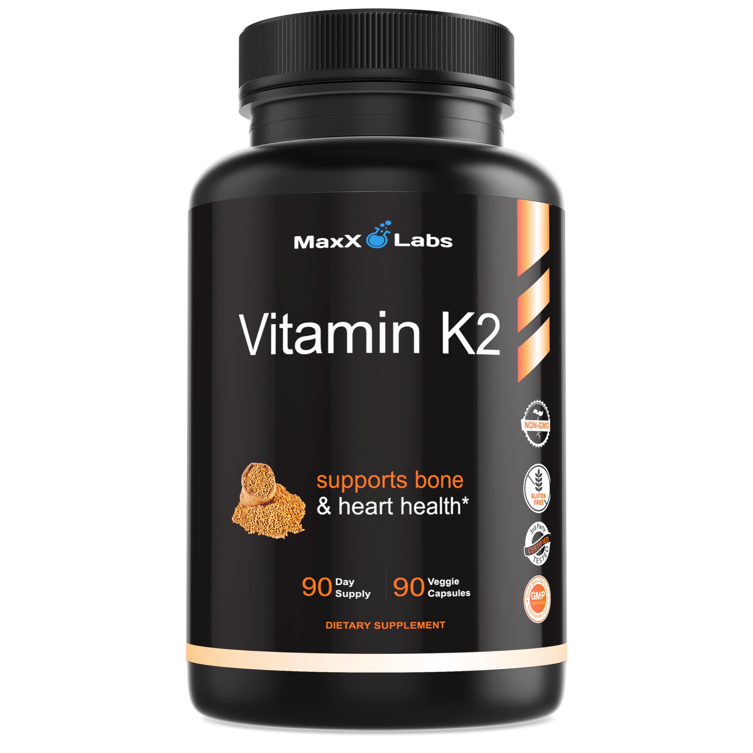 Vitamin K2 Supplements - Full Spectrum Vitamin K2 MK7, MK4 & Calcium - High Strength Vitamin K Works with Vitamin D3 K2 5000 IU - K2 Vitamin Supplement 600mcg - Support Bone Health - 90 Capsules