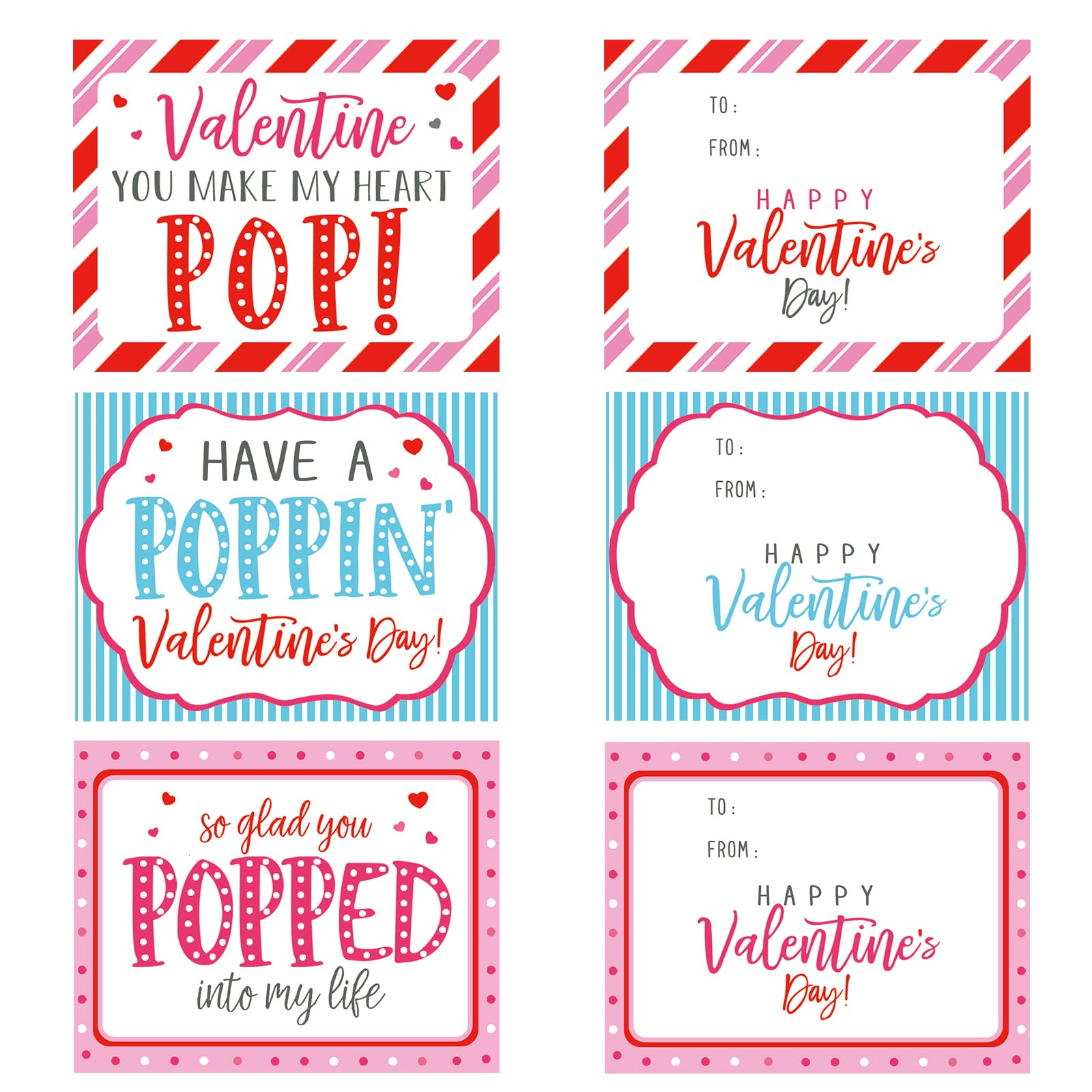 Valentines Day Gifts for Kids - Valentines Day Cards for Kids - Set of 24 Pop Heart Fidget Toys Bulk - Valentine Exchange Cards for Toddlers Girls Boys School Classroom Party Favors Age 3 Year and Up