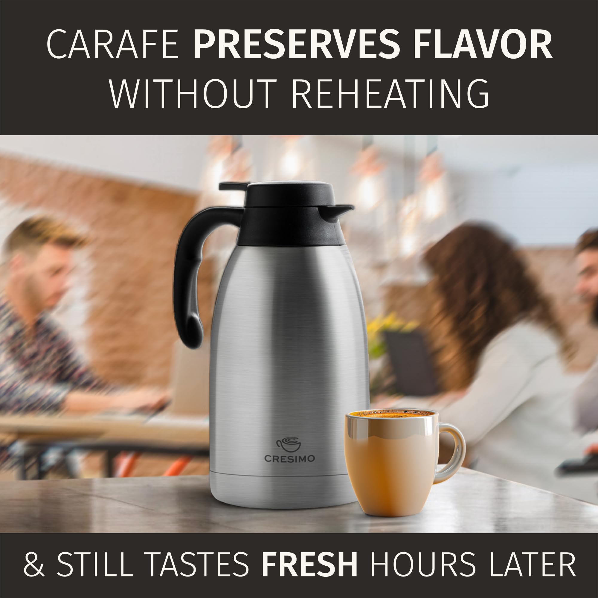 Thermal Coffee Carafe 68oz / 2L - 12 Hours Hot Beverage Dispenser, Insulated Stainless Steel Carafe for Hot Liquids, Coffee Carafes For Keeping Hot Coffee Dispenser for Parties -Large Tea Carafe Flask