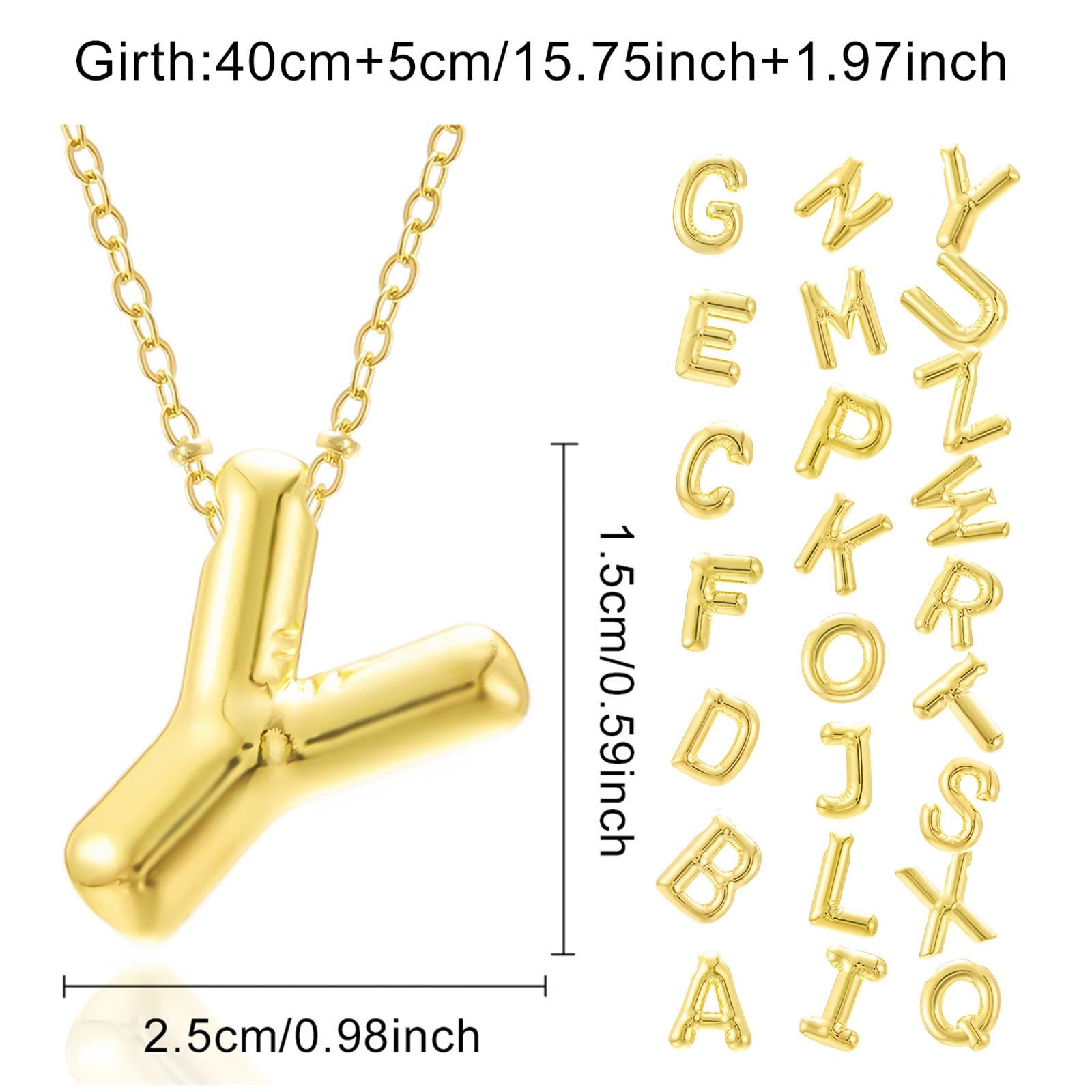 Cheap Gifts for Women Under 2 Dollar Items Only 1 Dollar Items Bubble Letter Necklace Gold Initial Necklaces for Women Name Trendy Chunky Charm Pendant Gold Jewelry Birthday Gifts Her Mom Wife