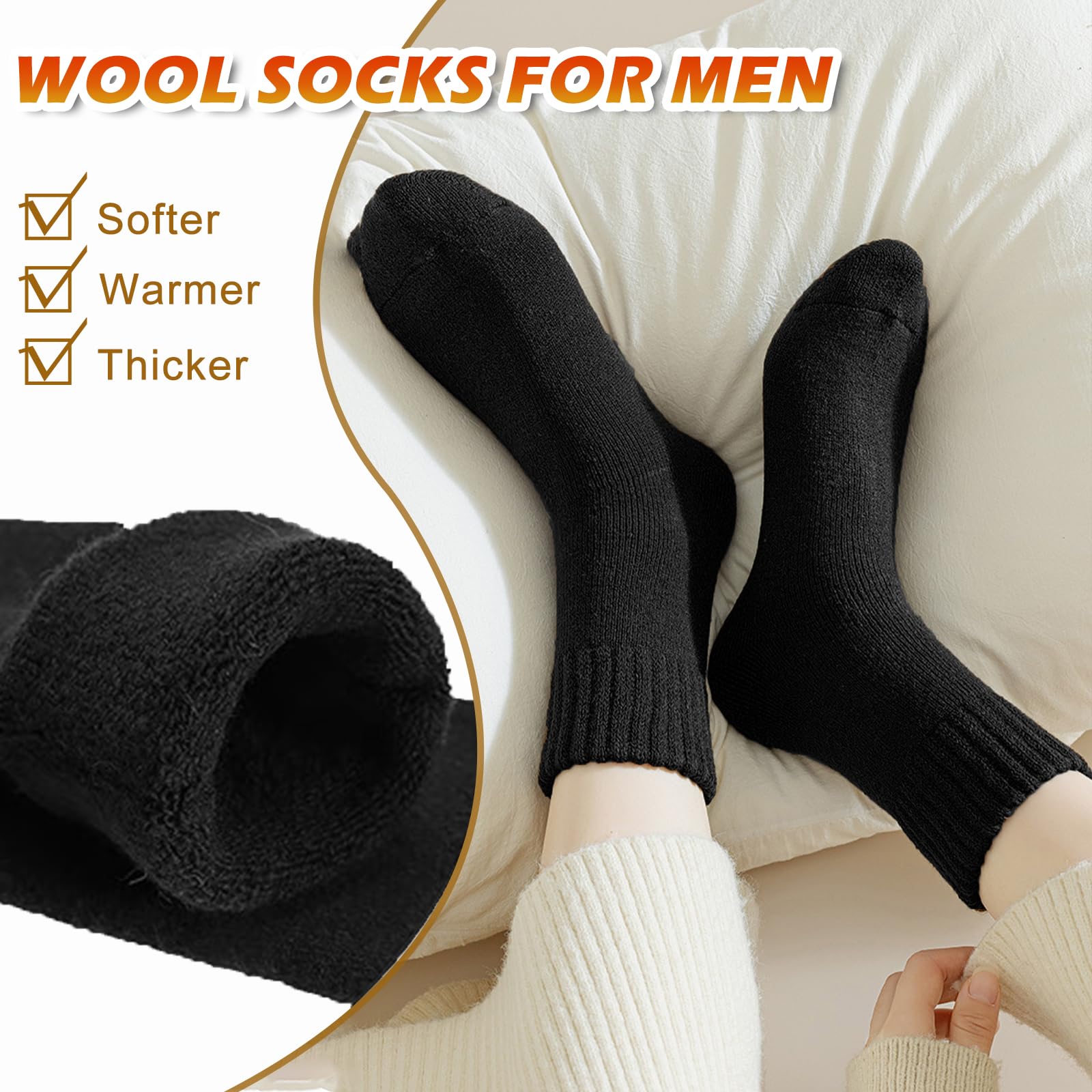 Josnown Wool Socks for Women, 5 Pairs Warm Winter Thermal Thick Socks Cozy Hiking Boot Socks