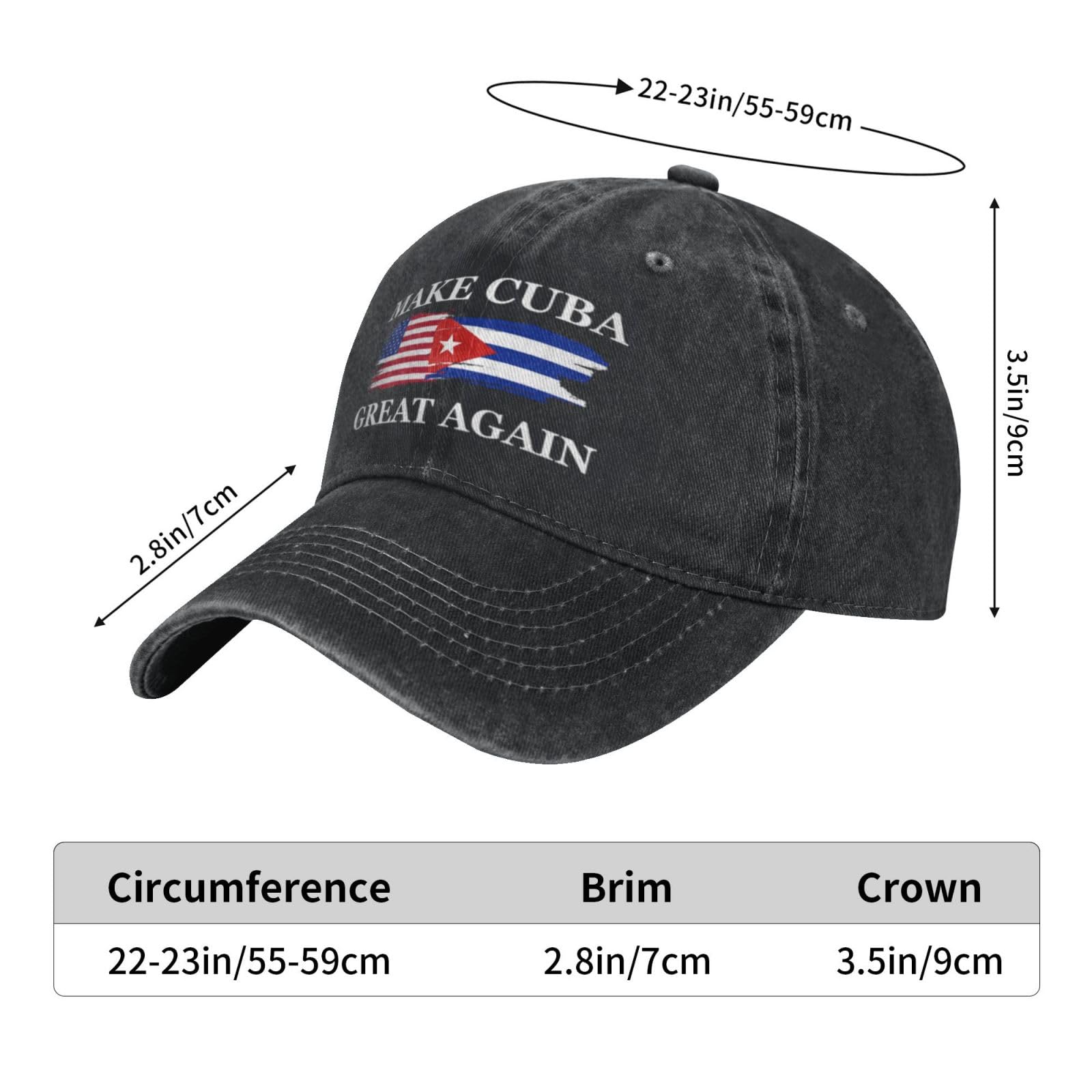 Atmostcards Make Cuba Great Again Hat Adjustable Cuban Hat Denim Distressed Black Baseball Cap