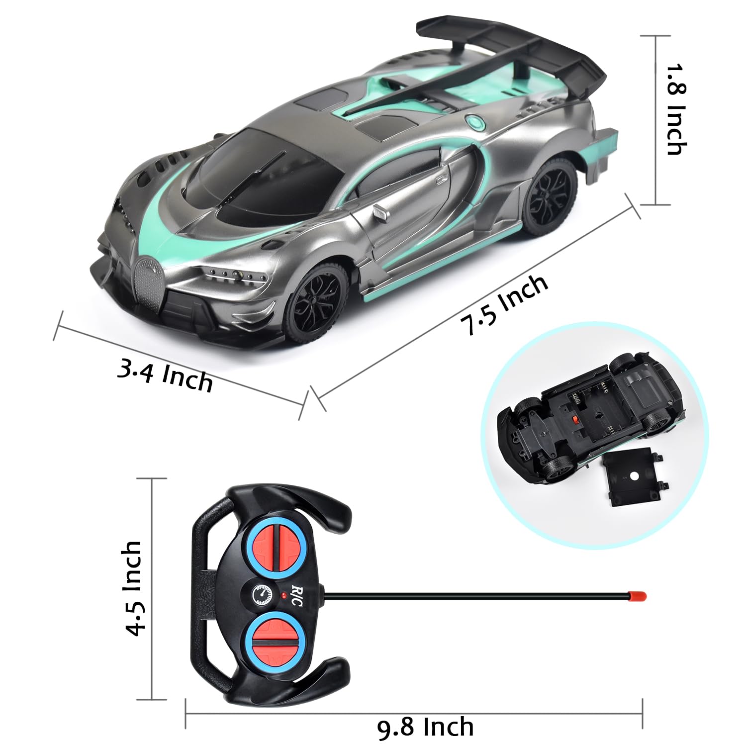 Tuko Remote Control Car Toys, RC Toys for 3+ Years Old Boy and Girl Gift (Gray)