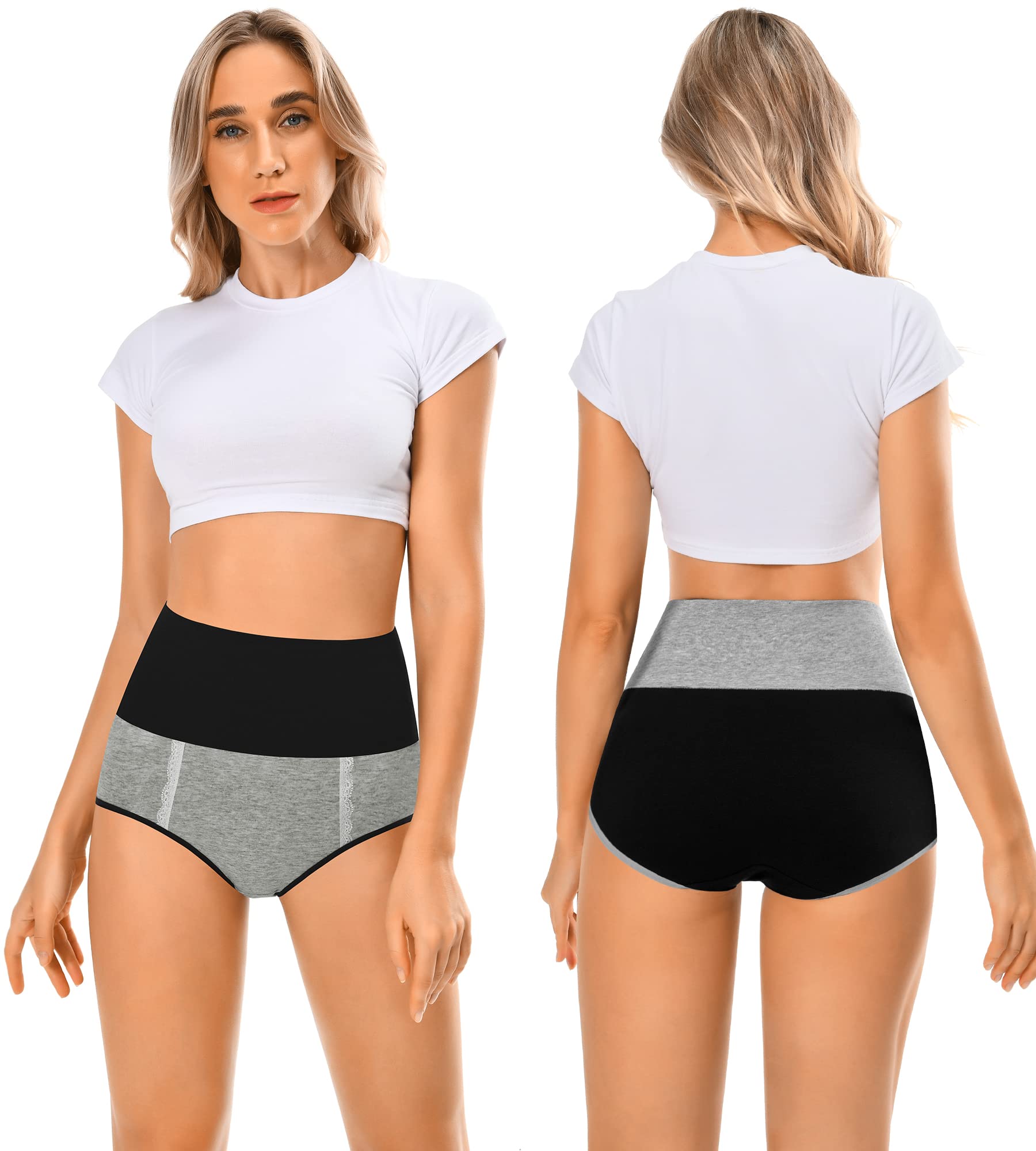 MISSWHO Cotton High Waisted Womens Underwear Tummy Control Postpartum Panties Full Coverage C Section Ladies Briefs 5 Pack Plus Size Large