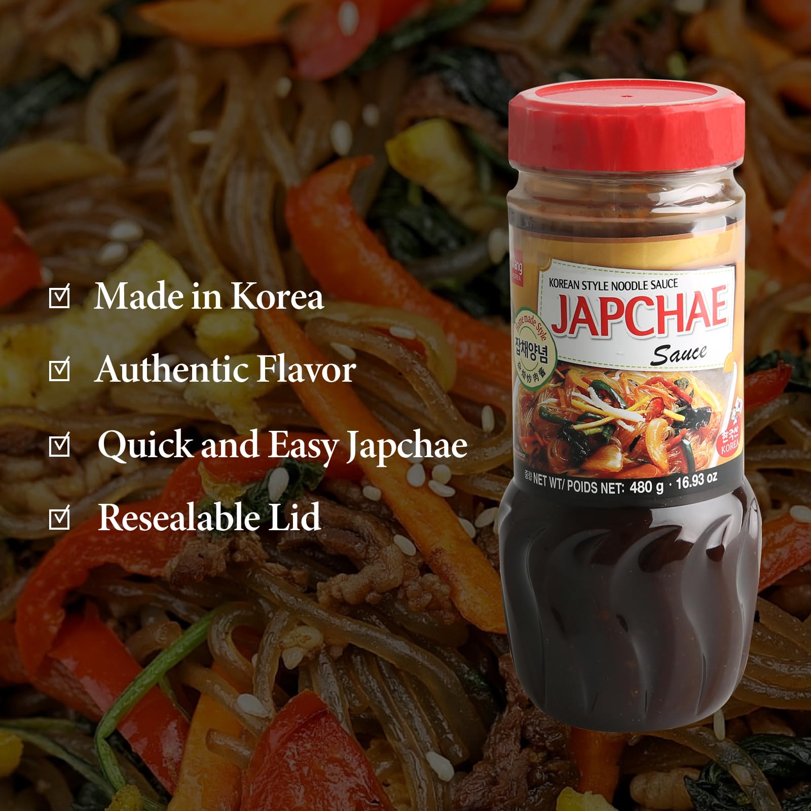 Wang Japchae Sauce, Savory and Slightly Sweet, Easy and Convenient Sauce for Vermicelli and Glass Noodles, 16.93 Ounce