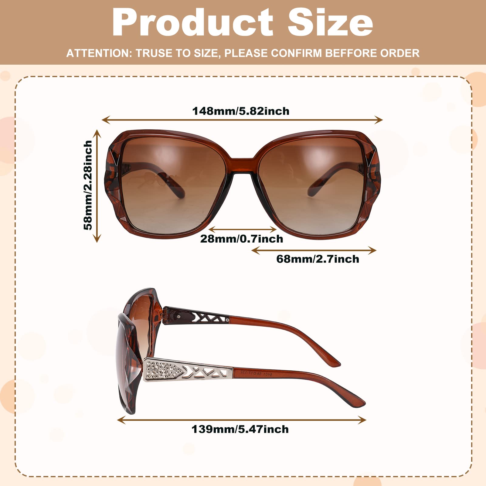 DragonflyDreams 4 Pcs Women Large Sunglasses, UV 400 Glasses Oversized Classic Trend Ladies Sunglasses Sparkling Large Frame Multicolor