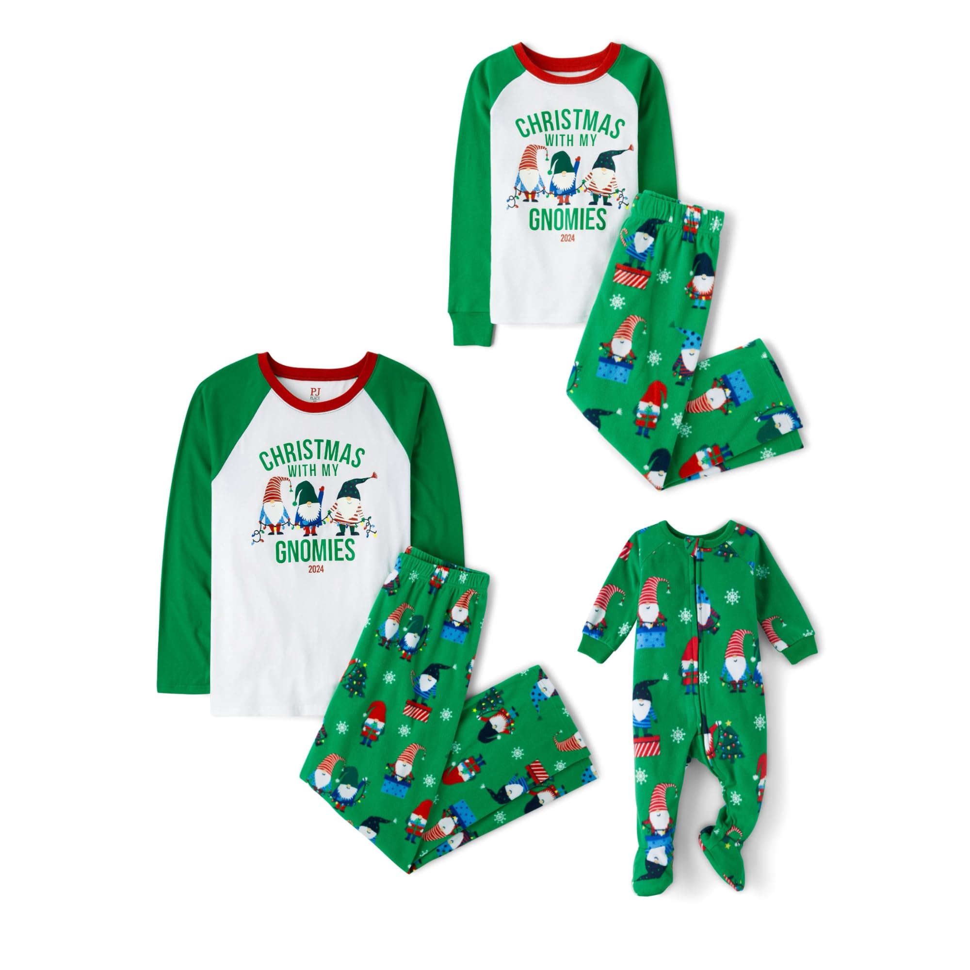 The Children's Place Baby Family Matching, Holiday Pajama Sets, Fleece, Green Christmas with My Gnomies, Medium (Adult)